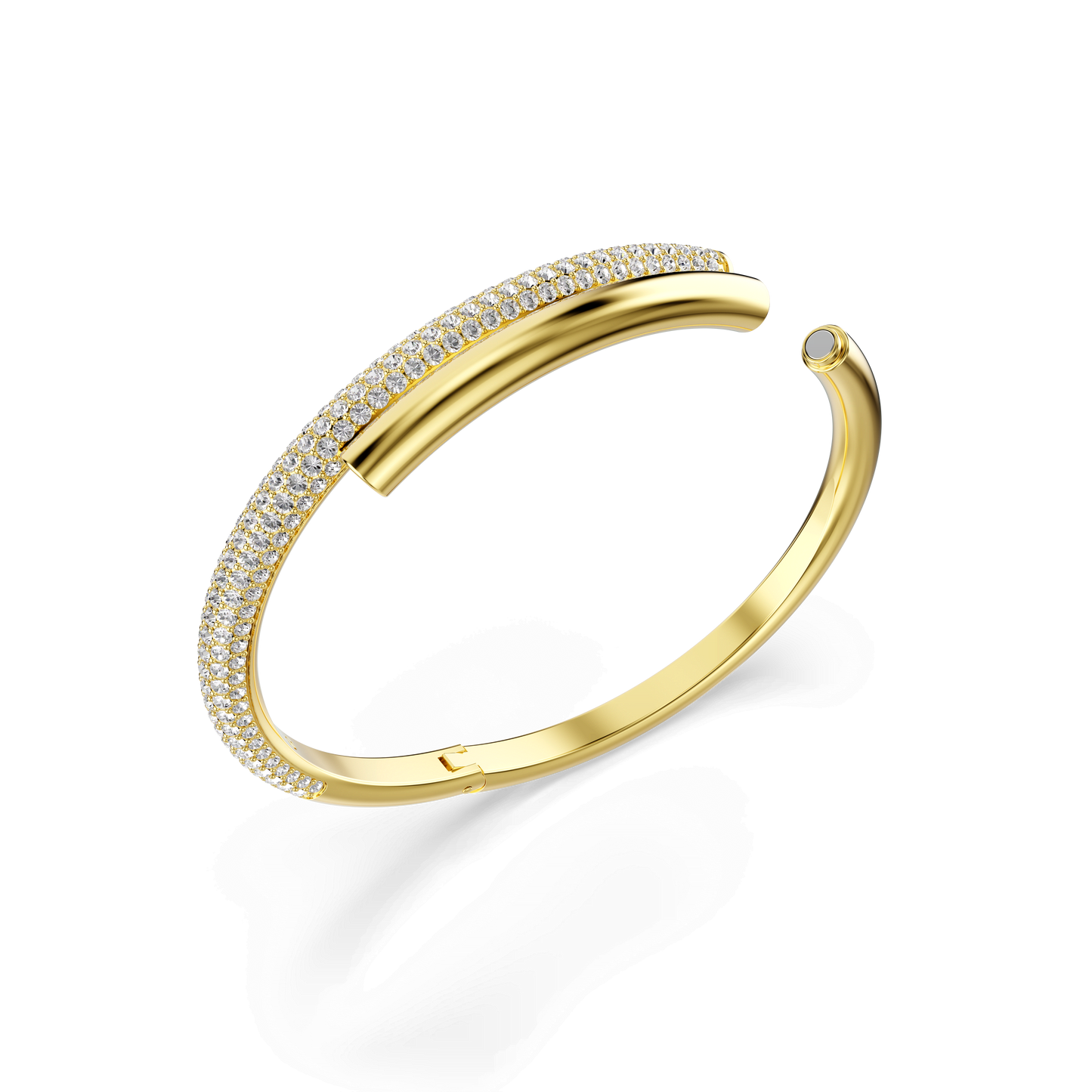 Dextera bangle, Magnetic closure, White, Gold-tone plated 5674979