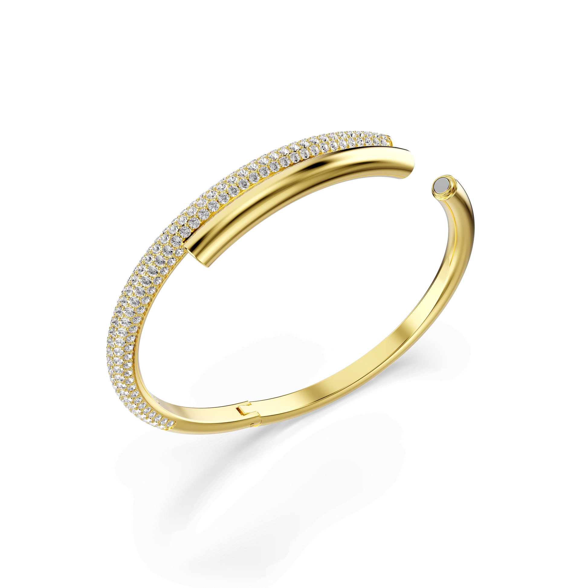 Dextera bangle, Magnetic closure, White, Gold-tone plated 5674979
