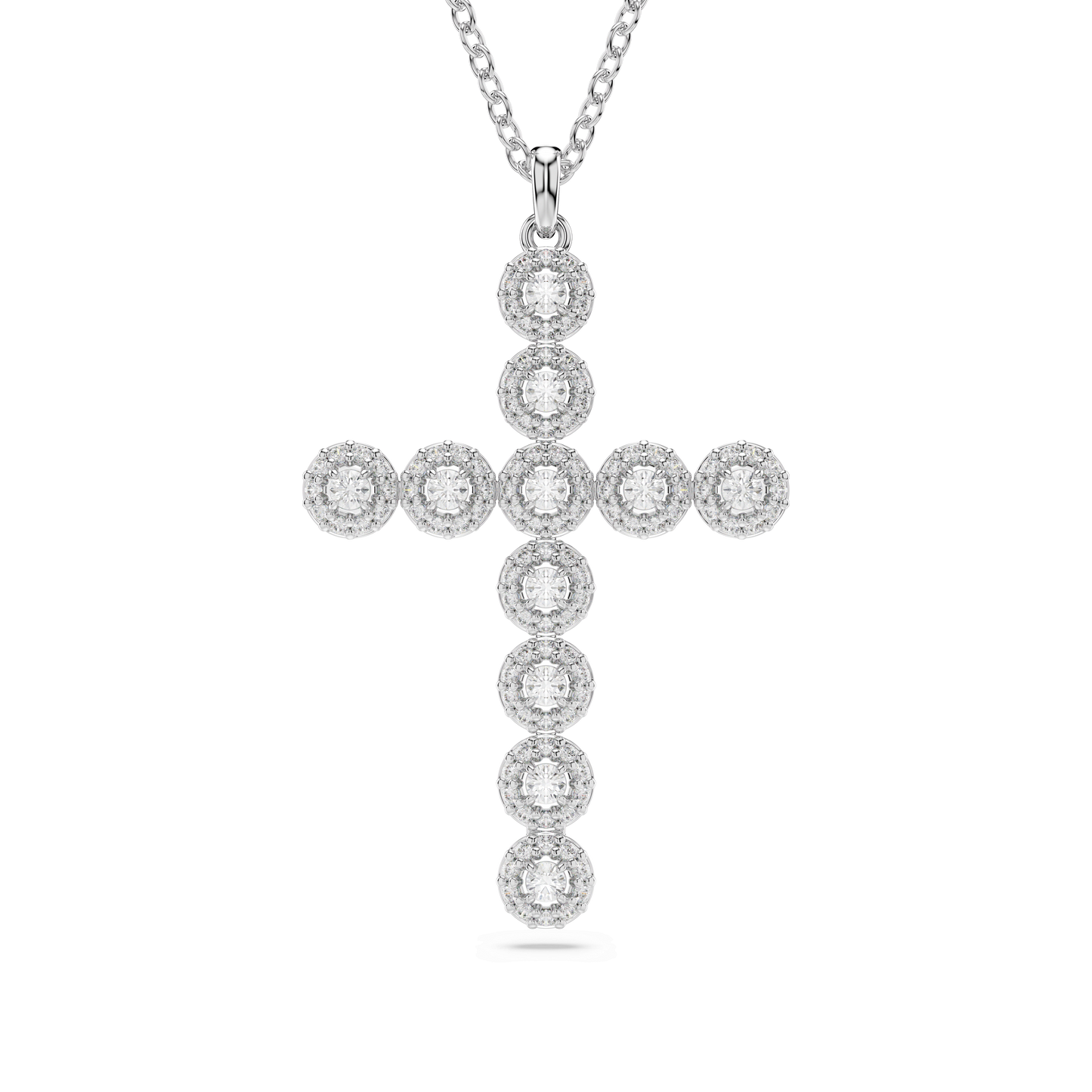 Insigne pendant, Mixed cuts, Cross, White, Rhodium plated 5675573