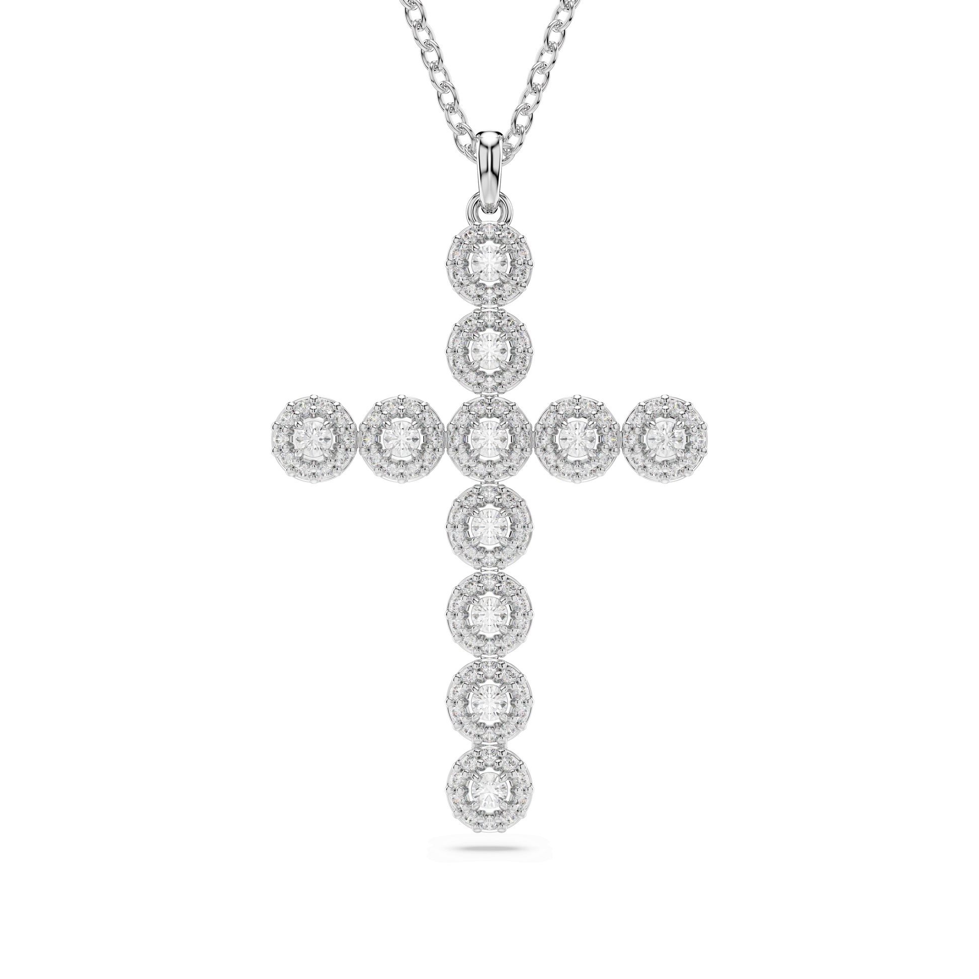 Insigne pendant, Mixed cuts, Cross, White, Rhodium plated 5675573