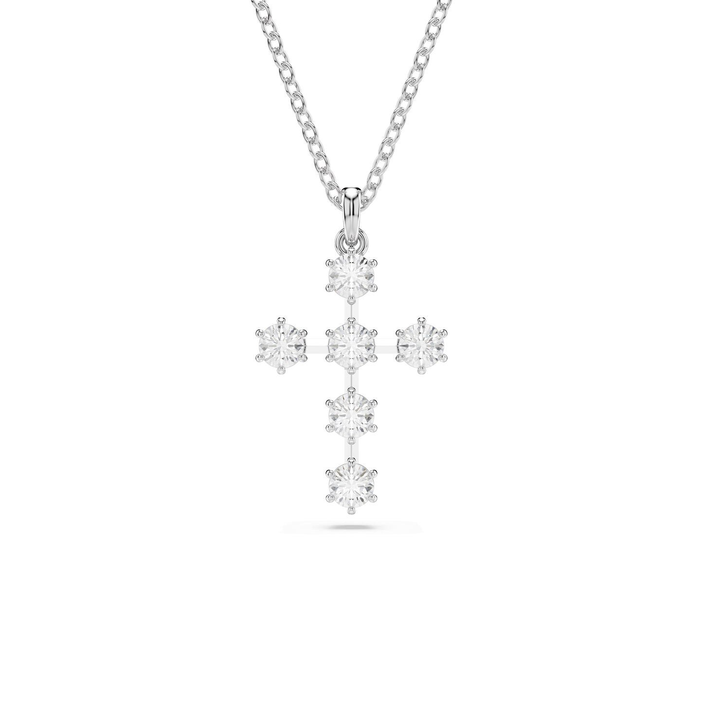 Insigne pendant, Round cut, Cross, White, Rhodium plated 5675576