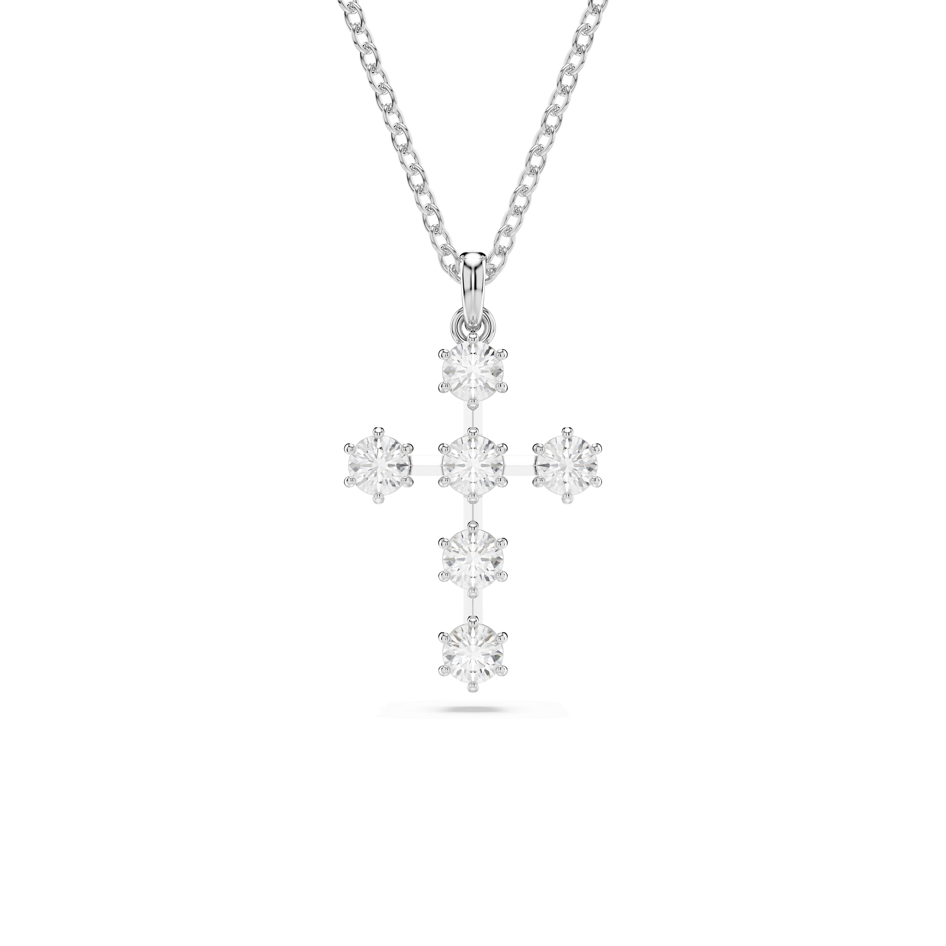 Insigne pendant, Round cut, Cross, White, Rhodium plated 5675576