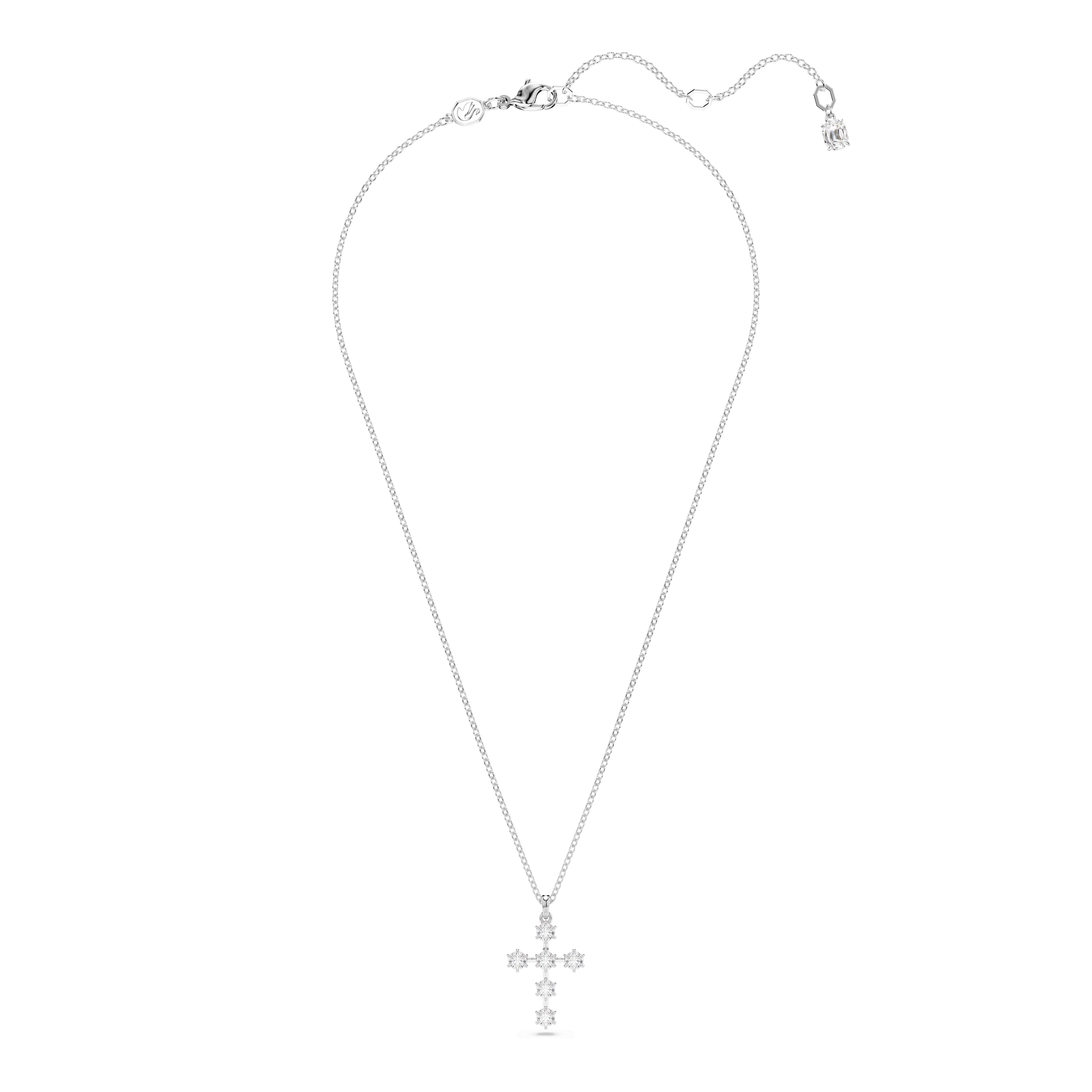 Insigne pendant, Round cut, Cross, White, Rhodium plated 5675576