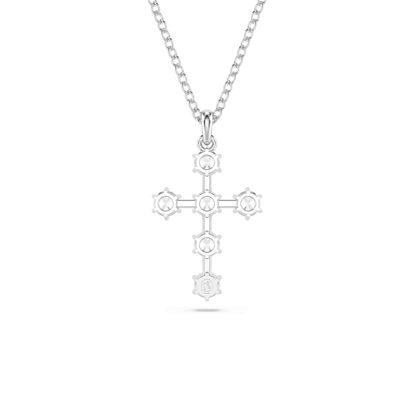 Insigne pendant, Round cut, Cross, White, Rhodium plated 5675576