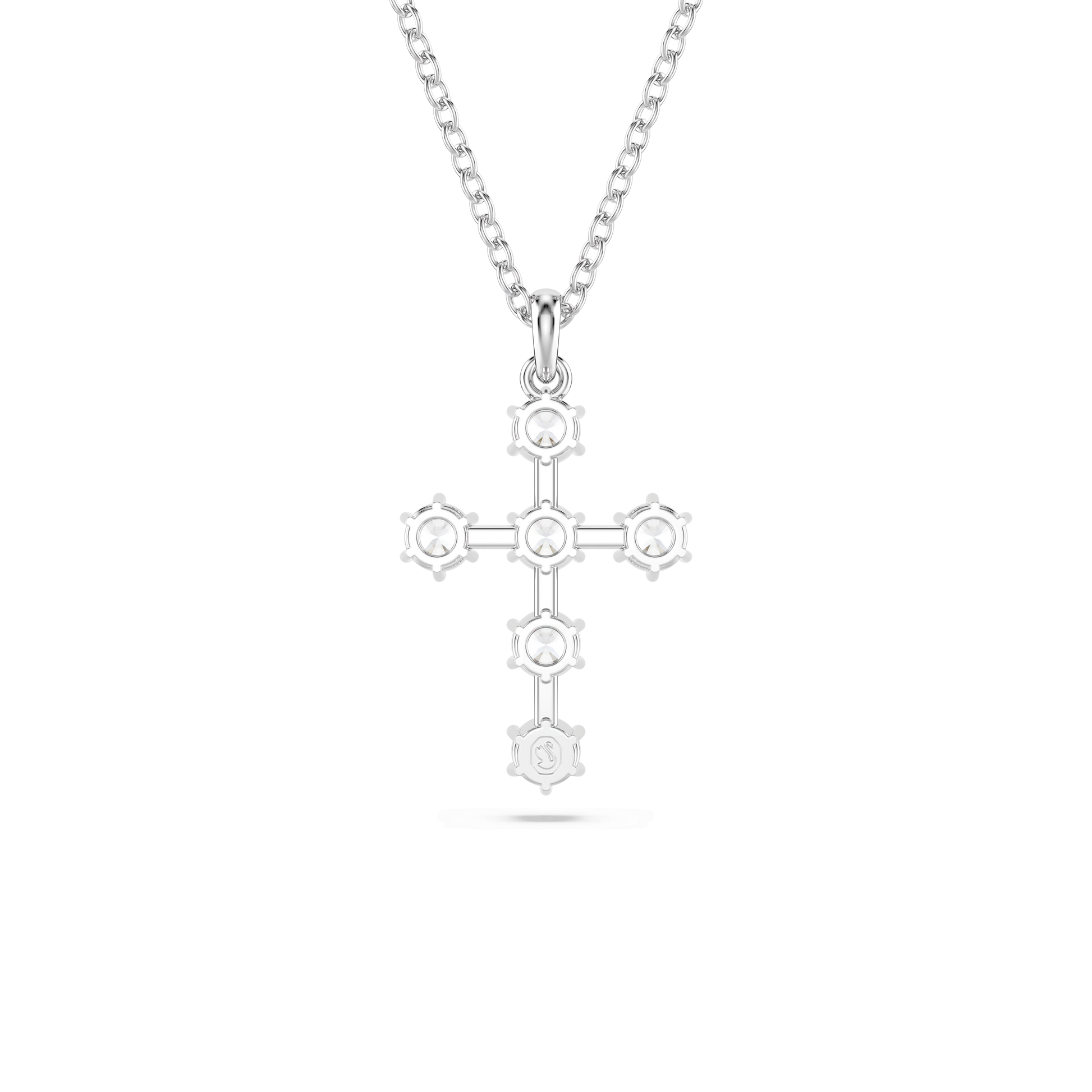 Insigne pendant, Round cut, Cross, White, Rhodium plated 5675576