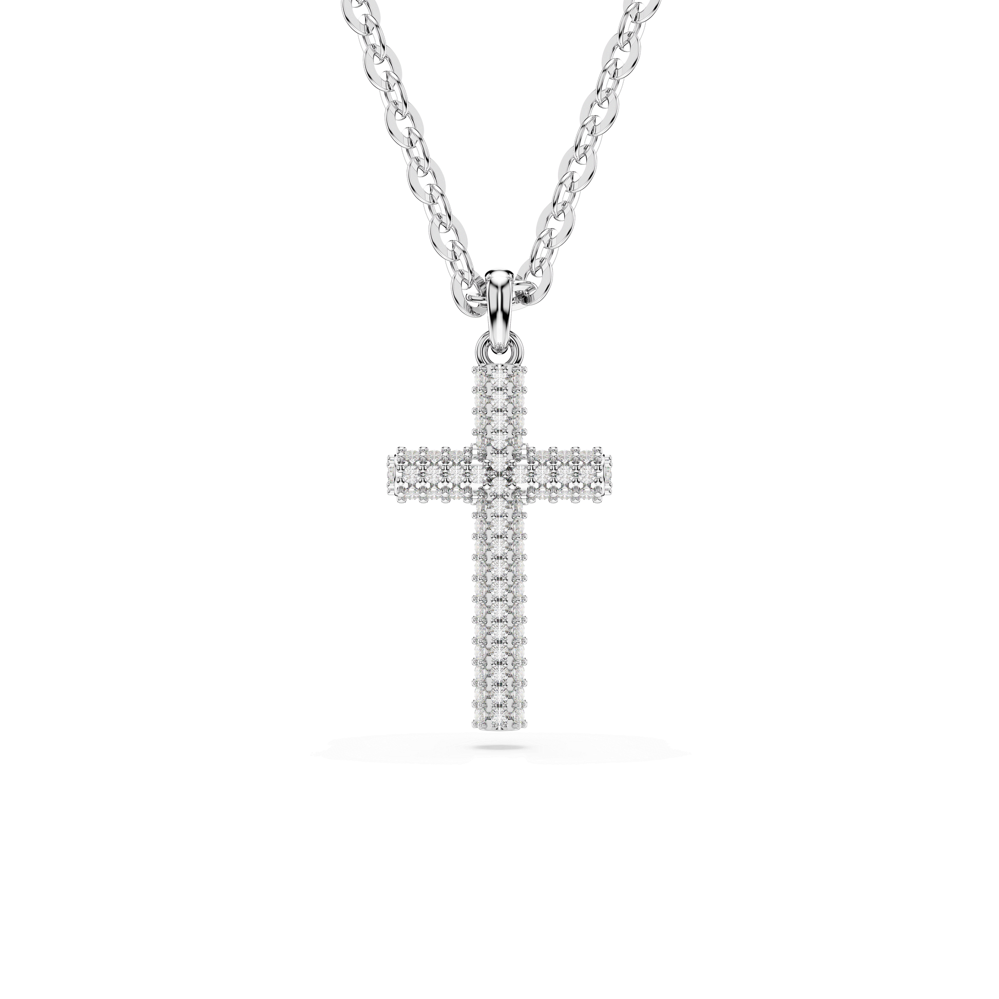 Insigne pendant, Pavé, Cross, White, Rhodium plated 5675577