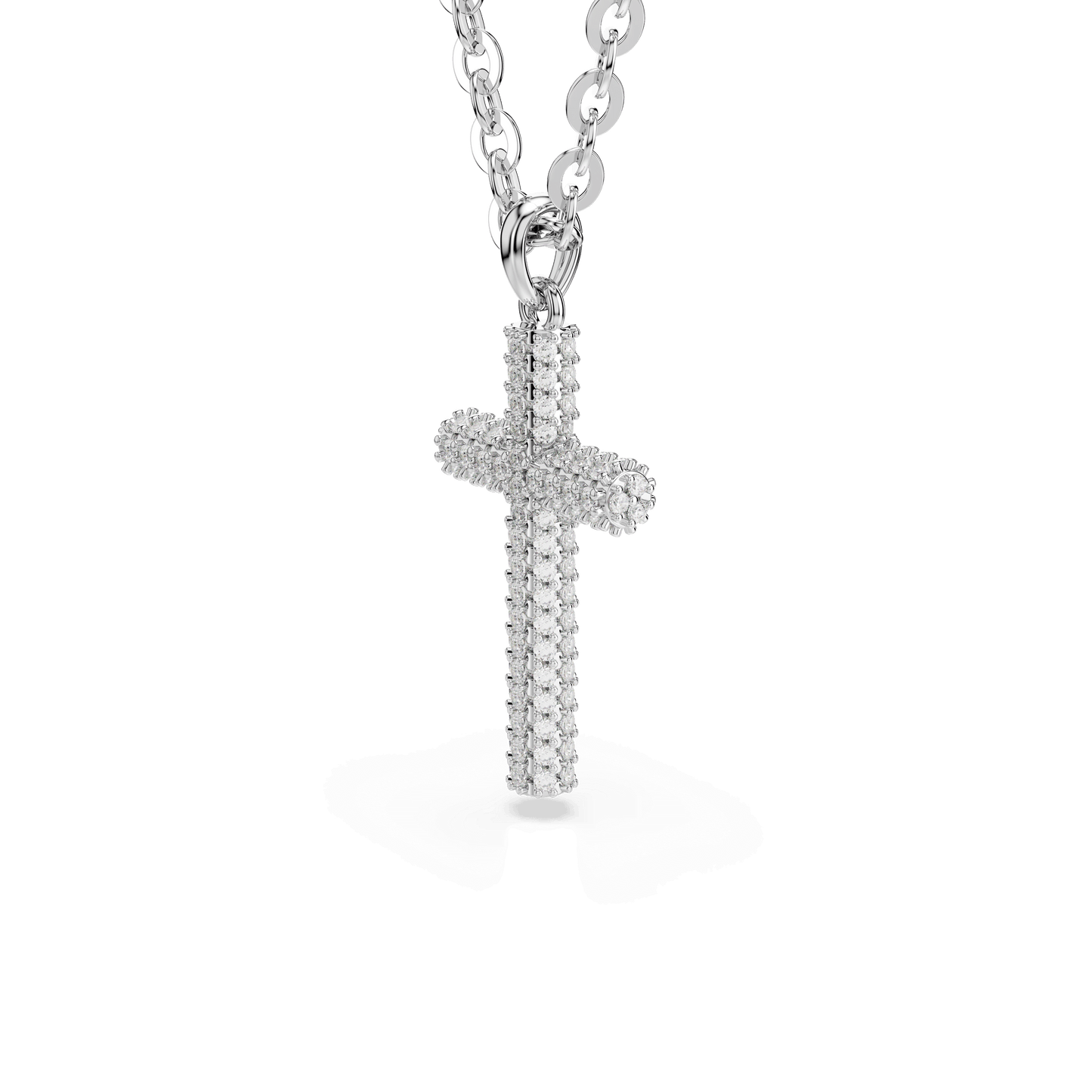 Insigne pendant, Pavé, Cross, White, Rhodium plated 5675577