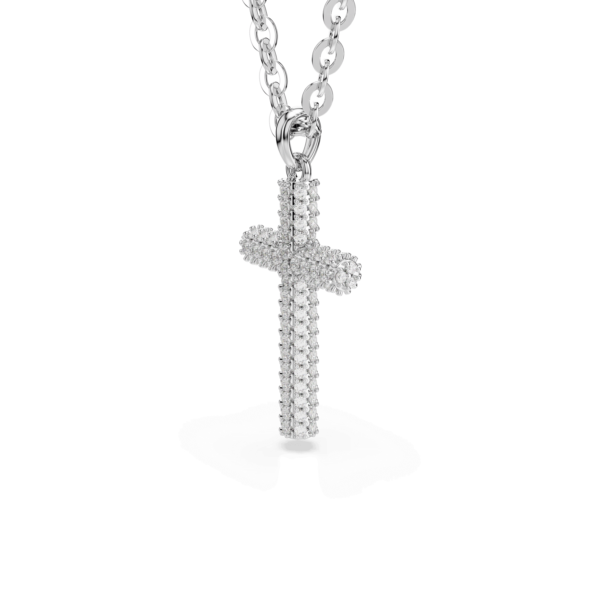 Insigne pendant, Pavé, Cross, White, Rhodium plated 5675577
