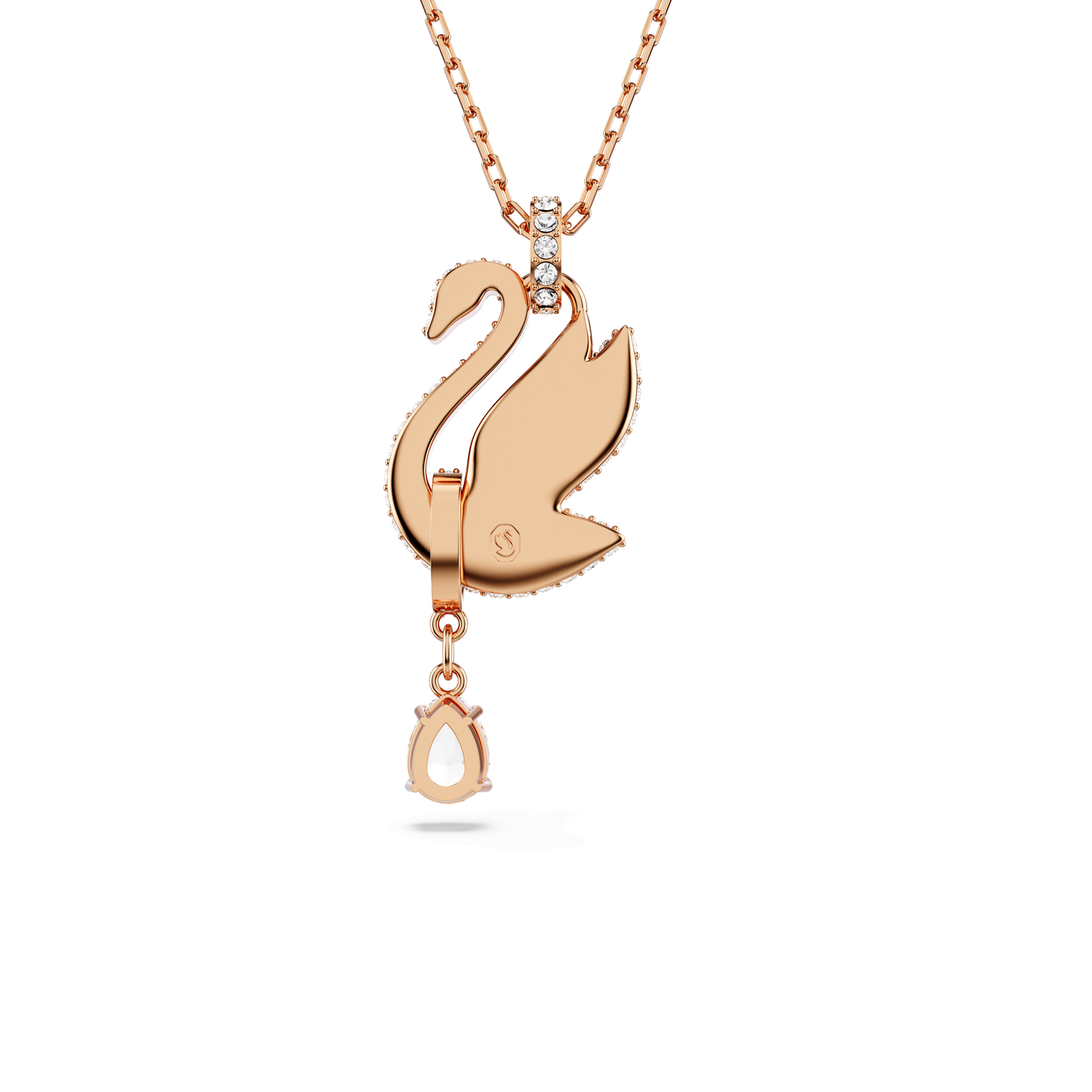 Swan pendant, Swan, Black, Rose gold-tone plated 5678045