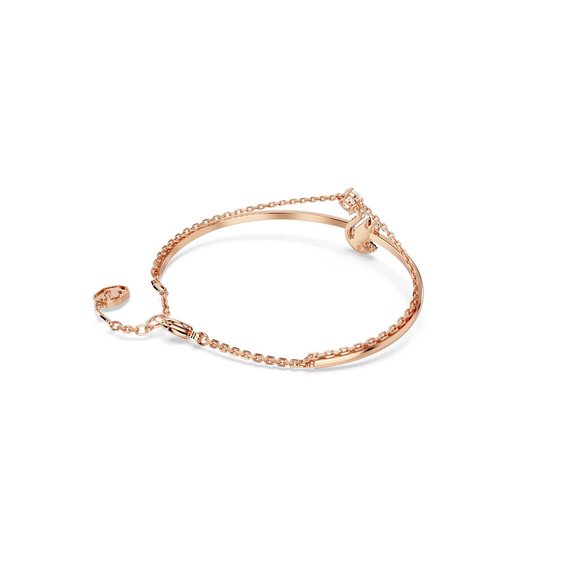 Swan bangle, Swan, Black, Rose gold-tone plated 5678048