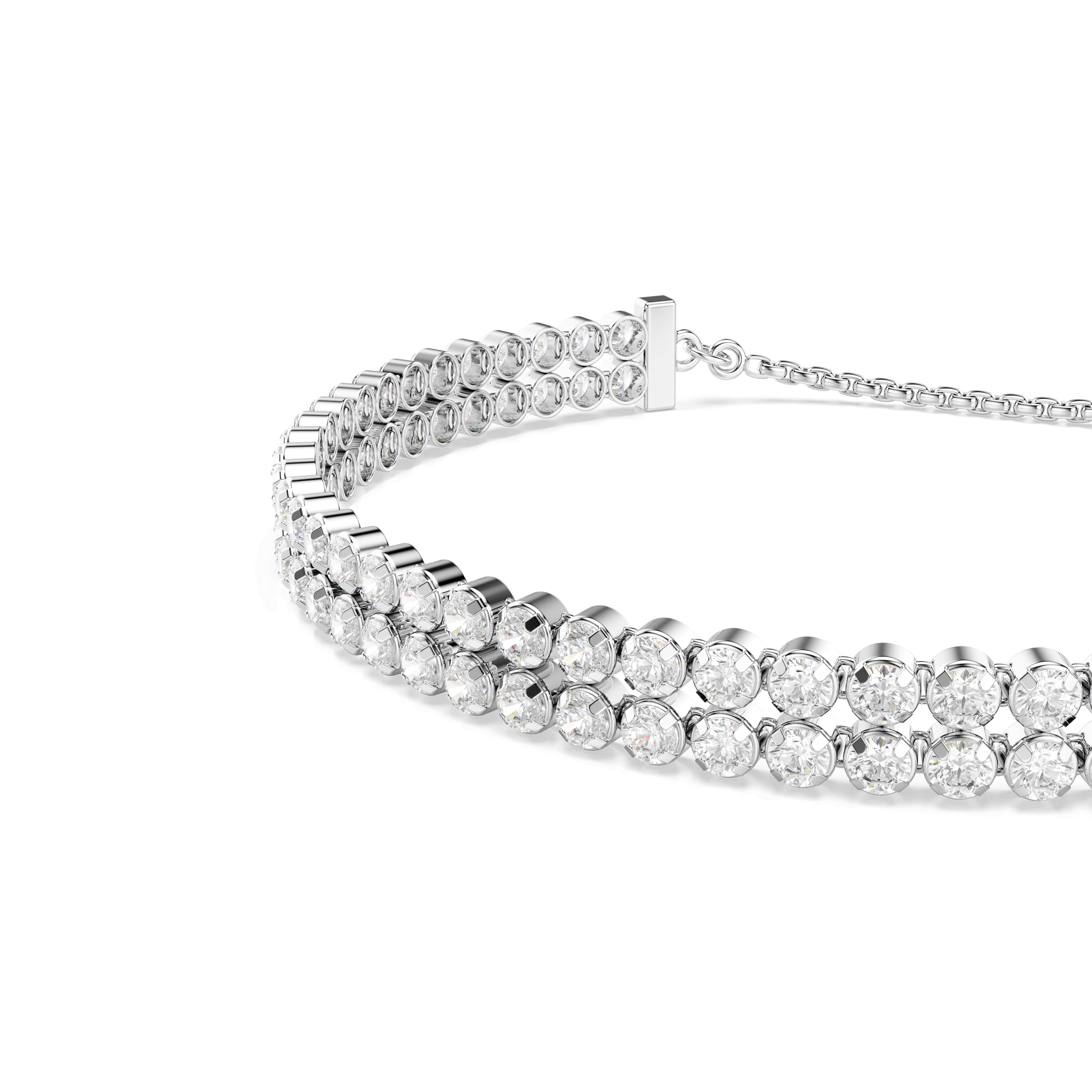 Matrix bracelet, Round cut, White, Rhodium plated 5678252