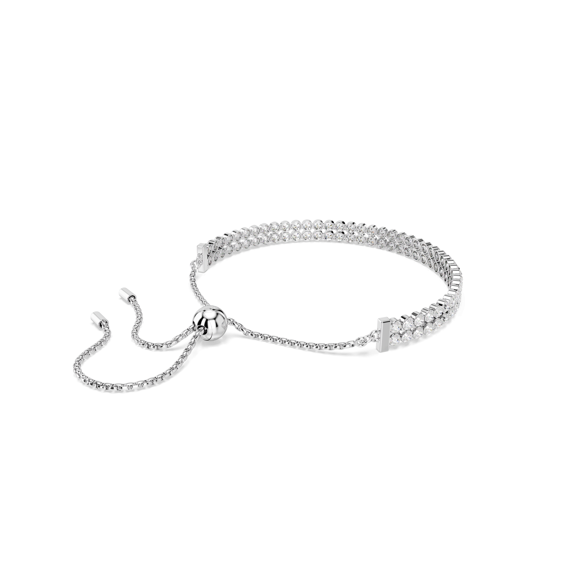 Matrix bracelet, Round cut, White, Rhodium plated 5678252