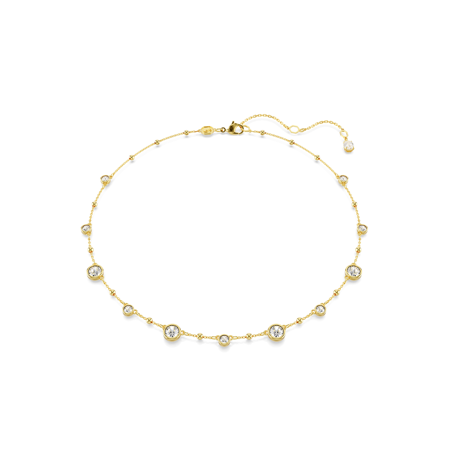 Imber necklace, Round cut, Scattered design, White, Gold-tone plated 5680090