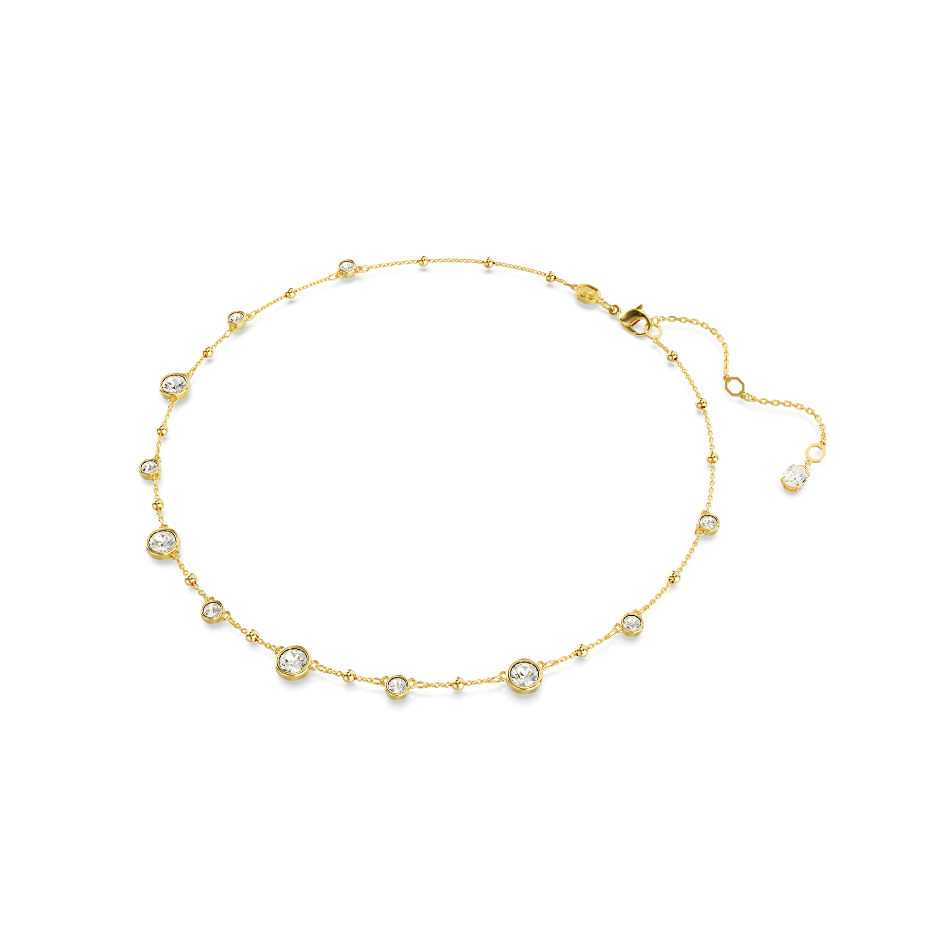 Imber necklace, Round cut, Scattered design, White, Gold-tone plated 5680090