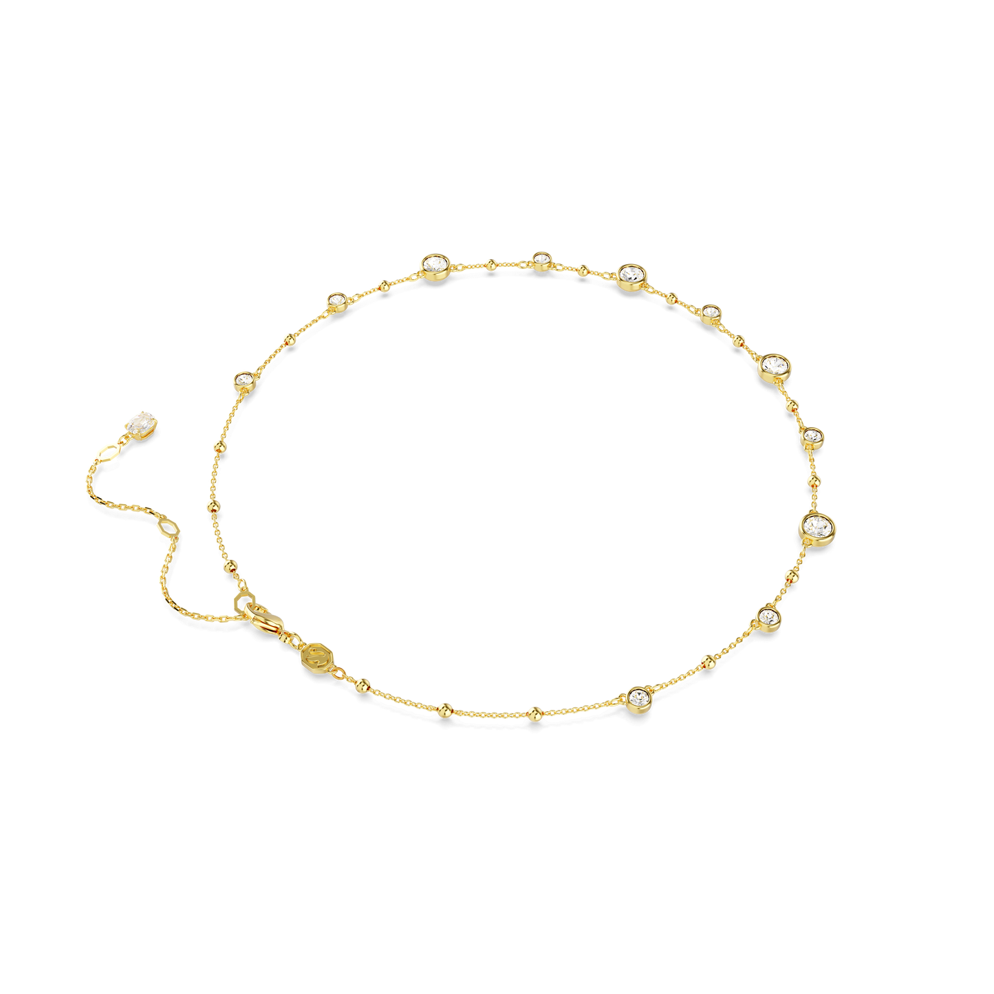Imber necklace, Round cut, Scattered design, White, Gold-tone plated 5680090