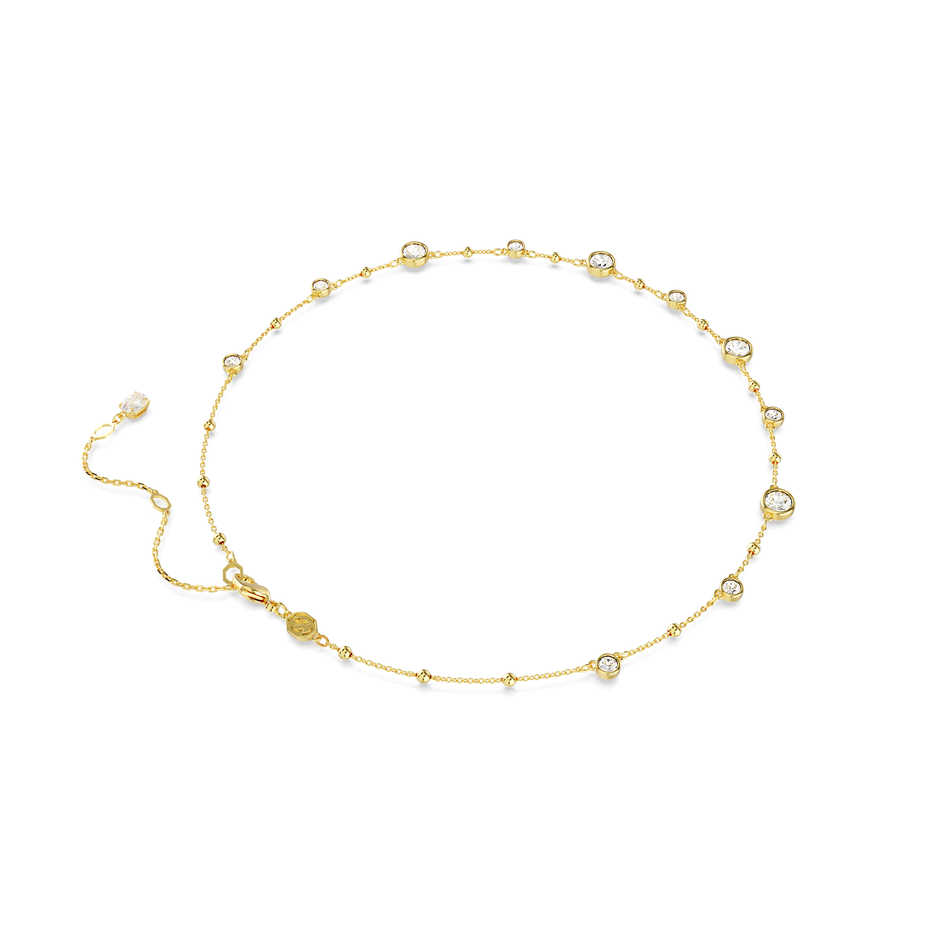 Imber necklace, Round cut, Scattered design, White, Gold-tone plated 5680090
