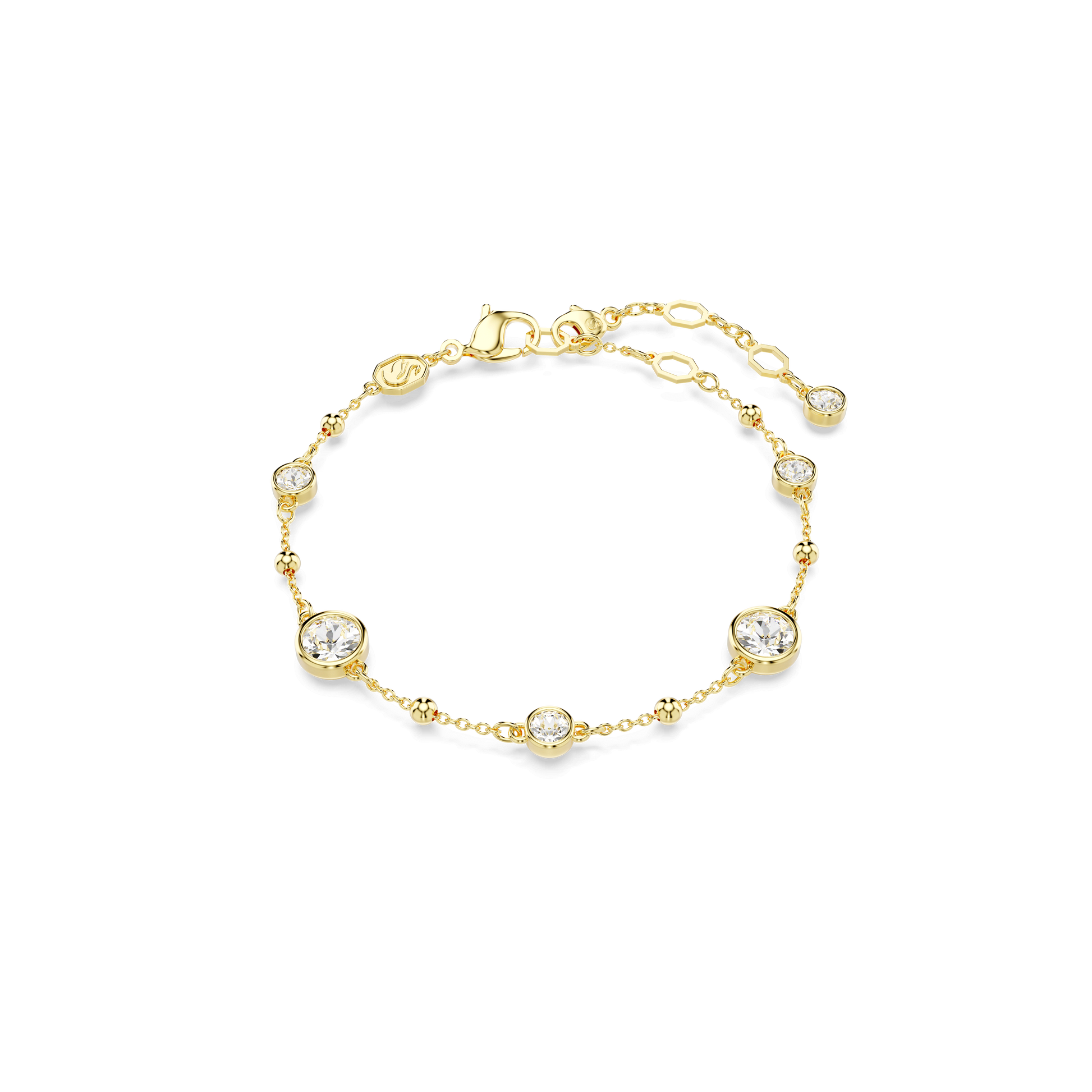 Imber bracelet, Round cut, Scattered design, White, Gold-tone plated 5680094