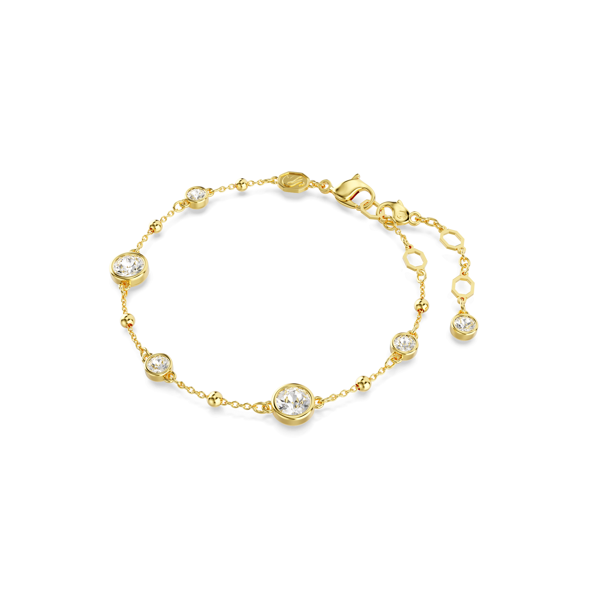 Imber bracelet, Round cut, Scattered design, White, Gold-tone plated 5680094
