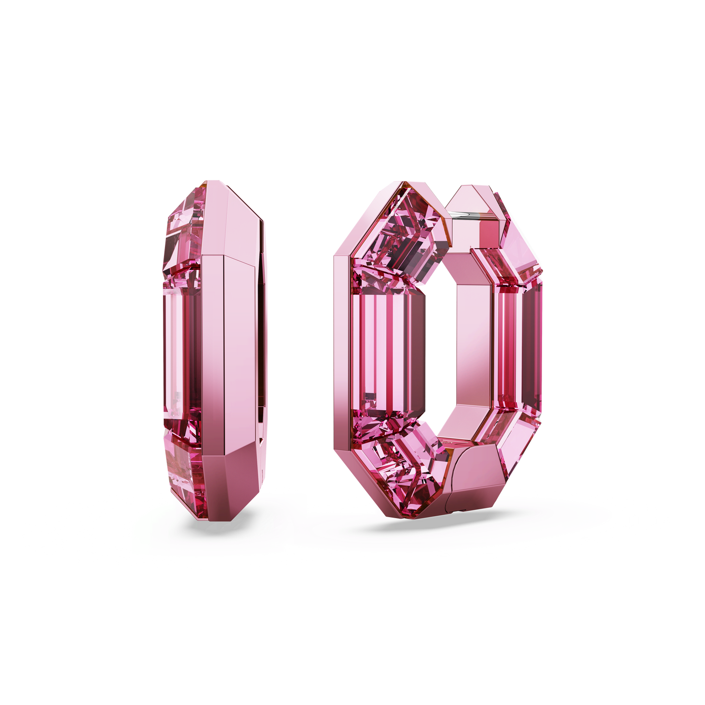 Lucent hoop earrings, Octagon shape, Small, Pink 5680783