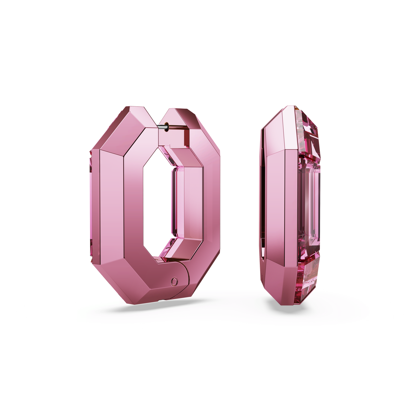 Lucent hoop earrings, Octagon shape, Small, Pink 5680783