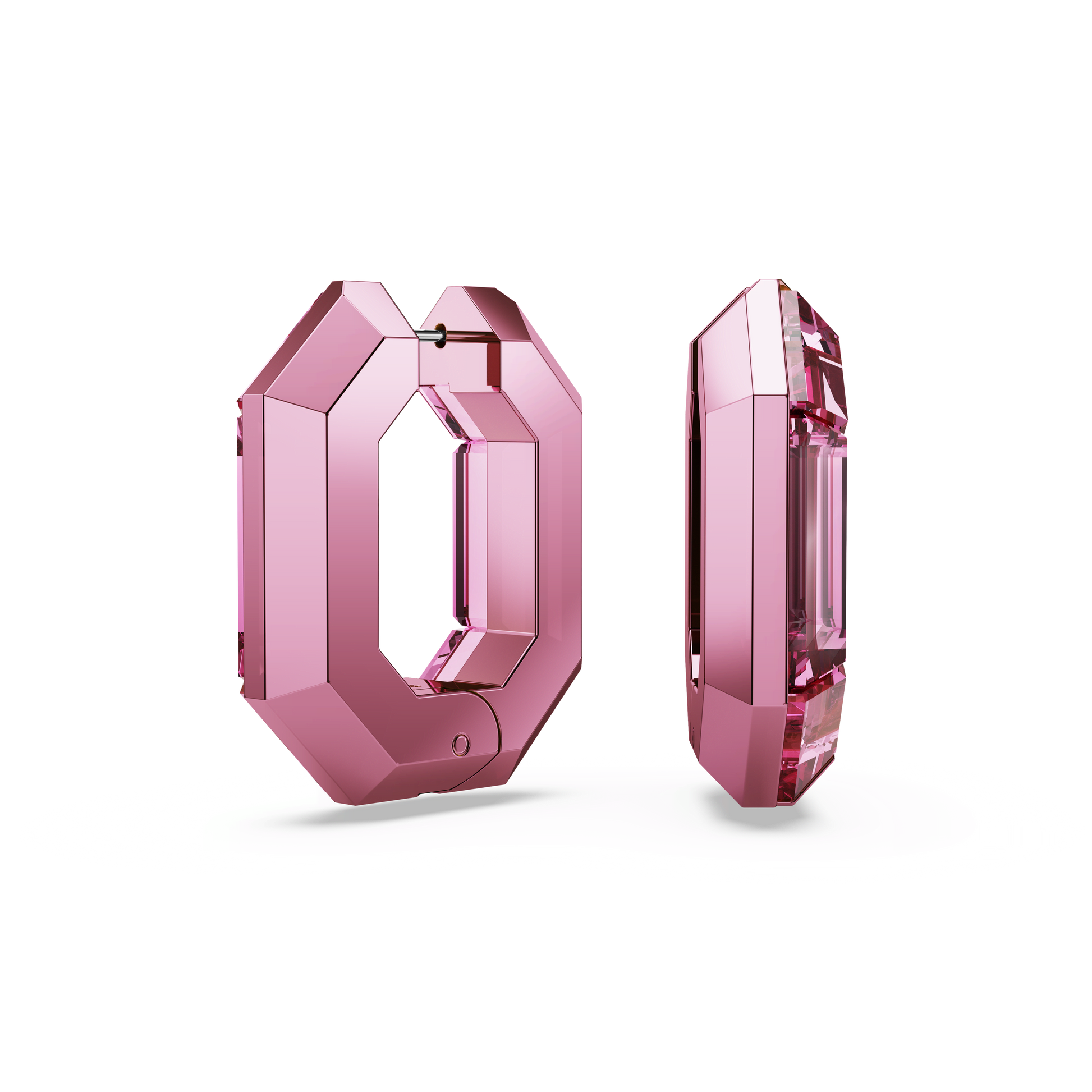 Lucent hoop earrings, Octagon shape, Small, Pink 5680783