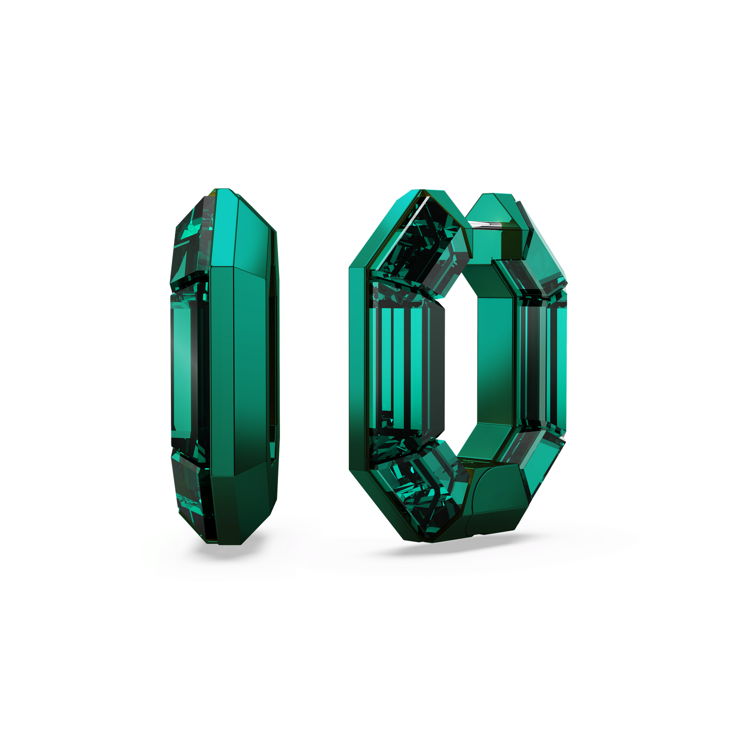 Lucent hoop earrings, Octagon shape, Small, Green 5680786