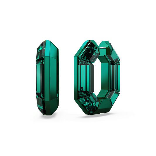 Lucent hoop earrings, Octagon shape, Small, Green 5680786