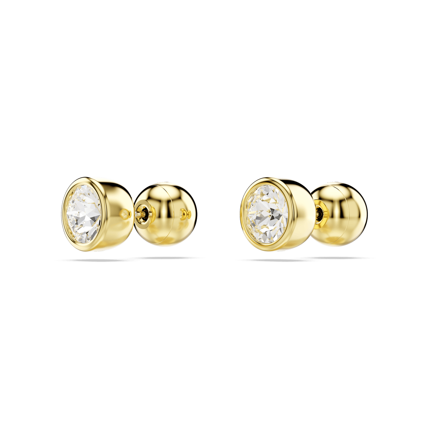 Imber stud earrings, Round cut, White, Gold-tone plated 5681552