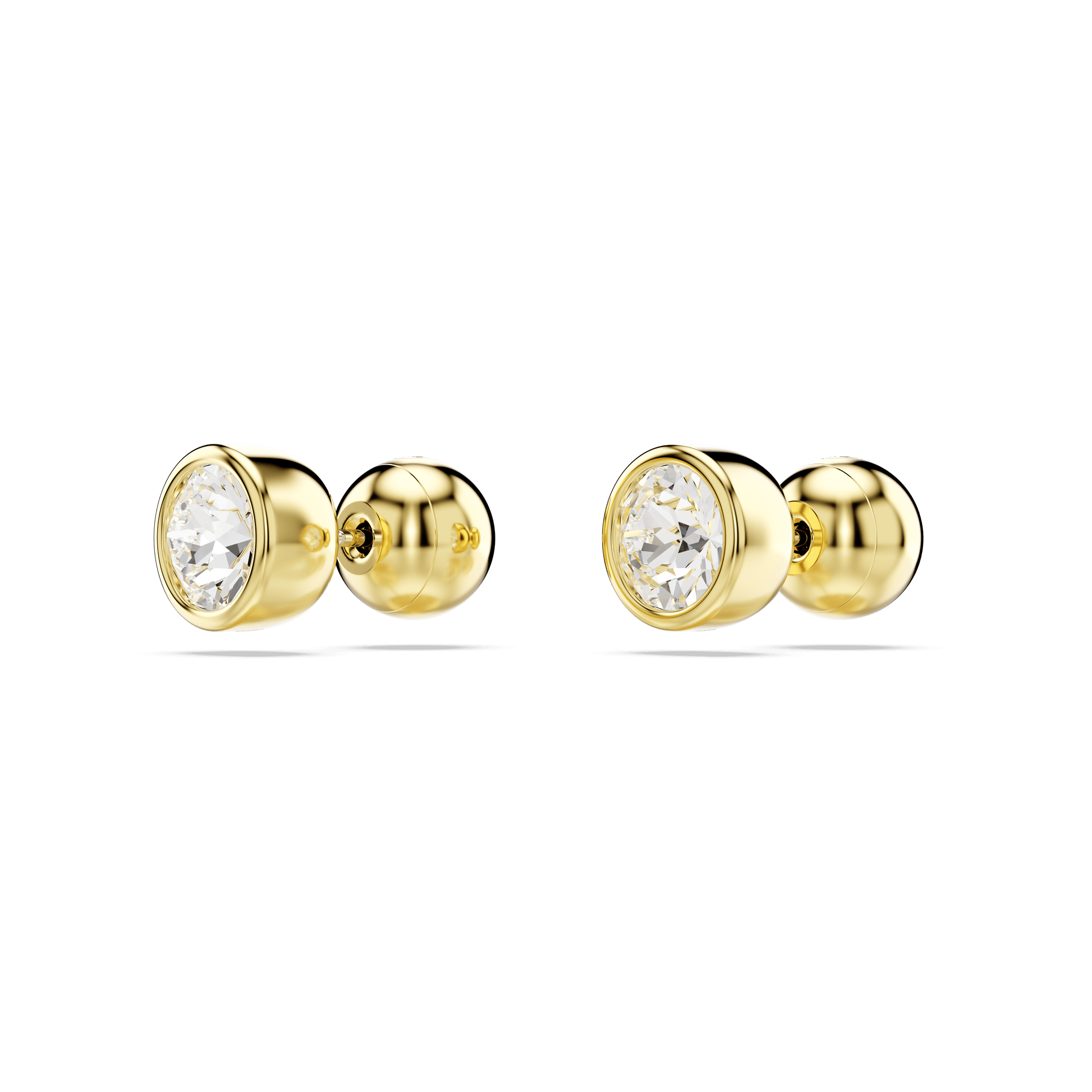 Imber stud earrings, Round cut, White, Gold-tone plated 5681552