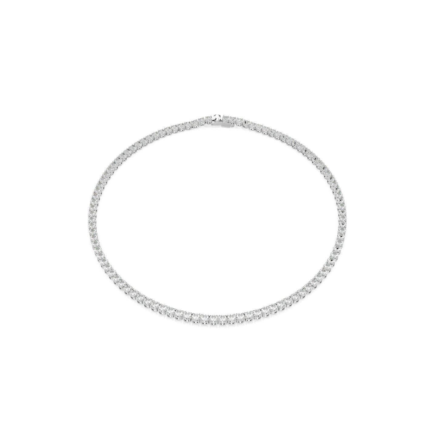 Matrix Tennis necklace, Round cut, White, Rhodium plated 5681801