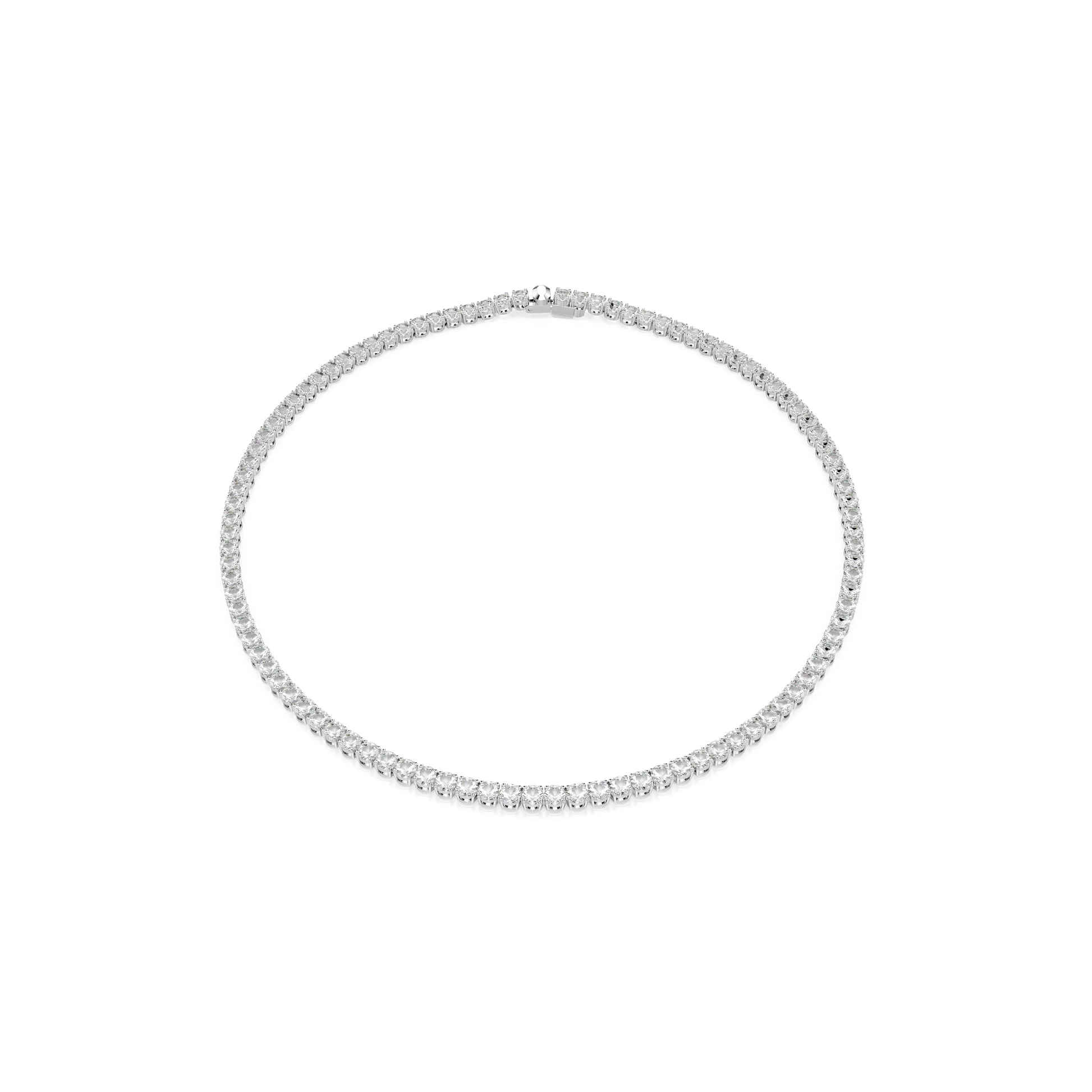 Matrix Tennis necklace, Round cut, White, Rhodium plated 5681801