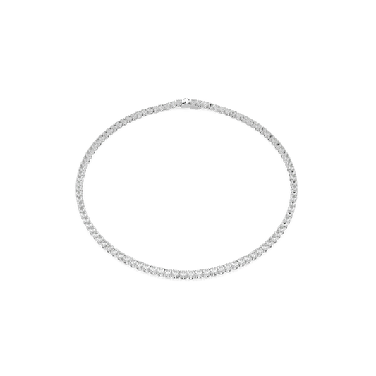 Matrix Tennis necklace, Round cut, White, Rhodium plated 5681801