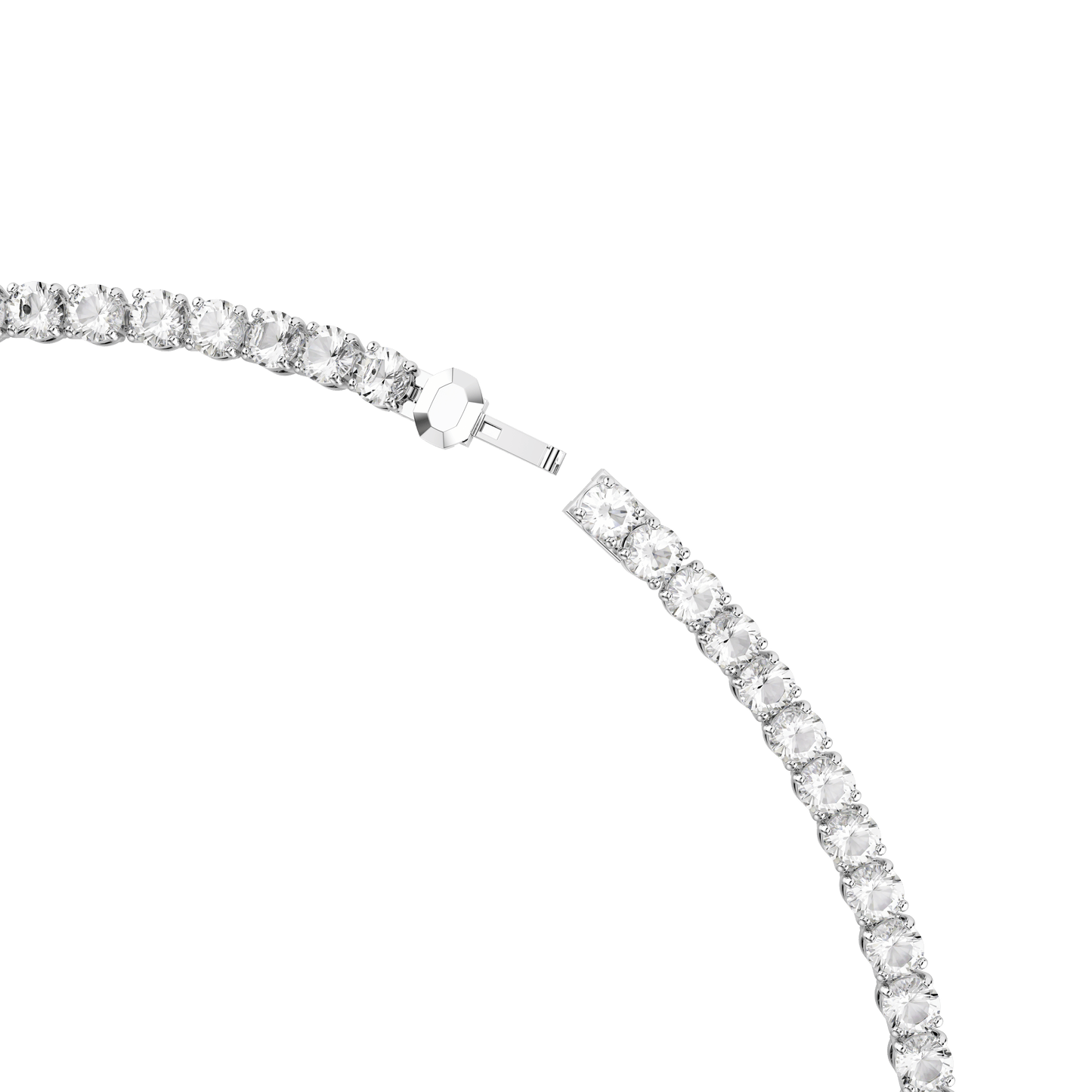 Matrix Tennis necklace, Round cut, White, Rhodium plated 5681801