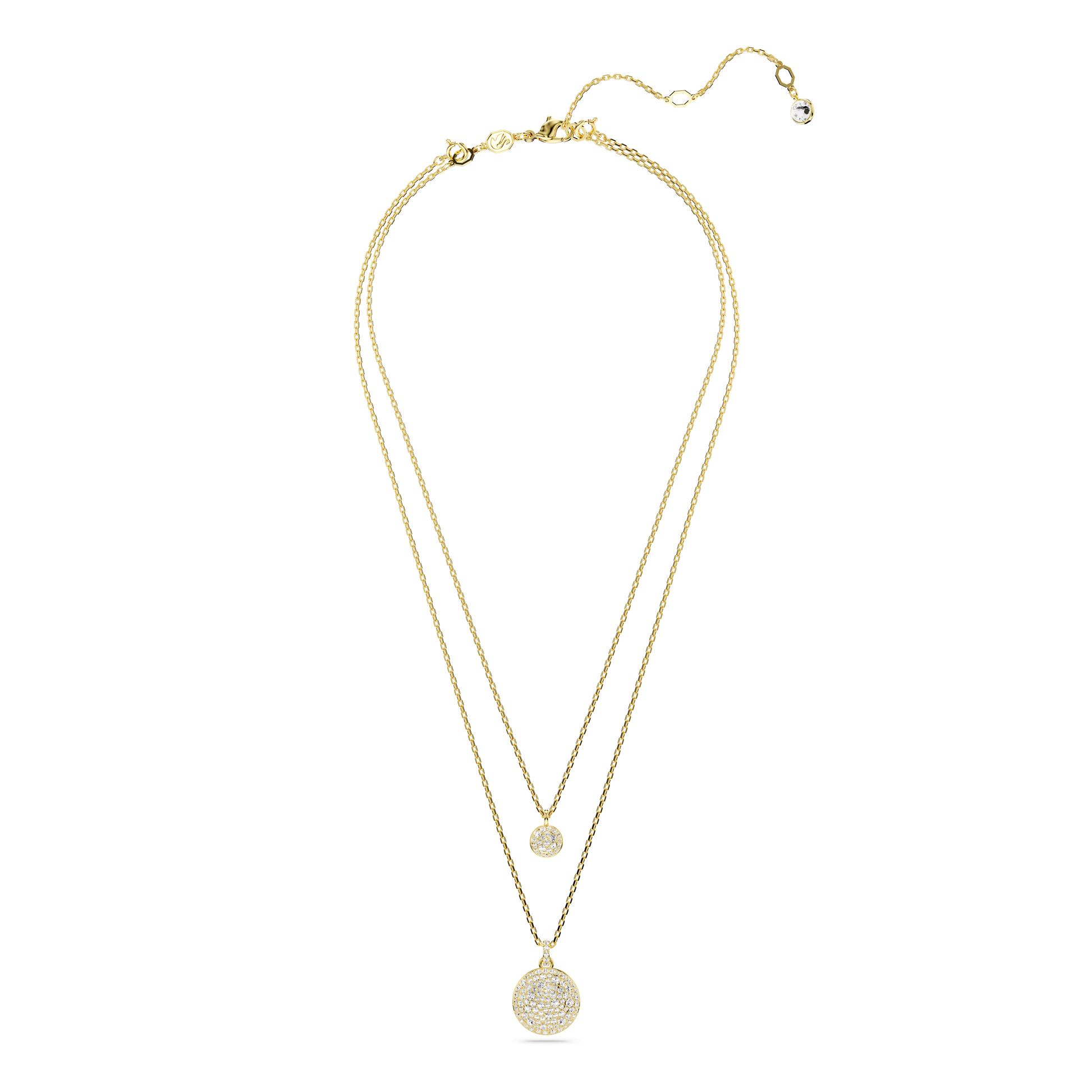 Sublima layered pendant, White, Gold-tone plated 5683442