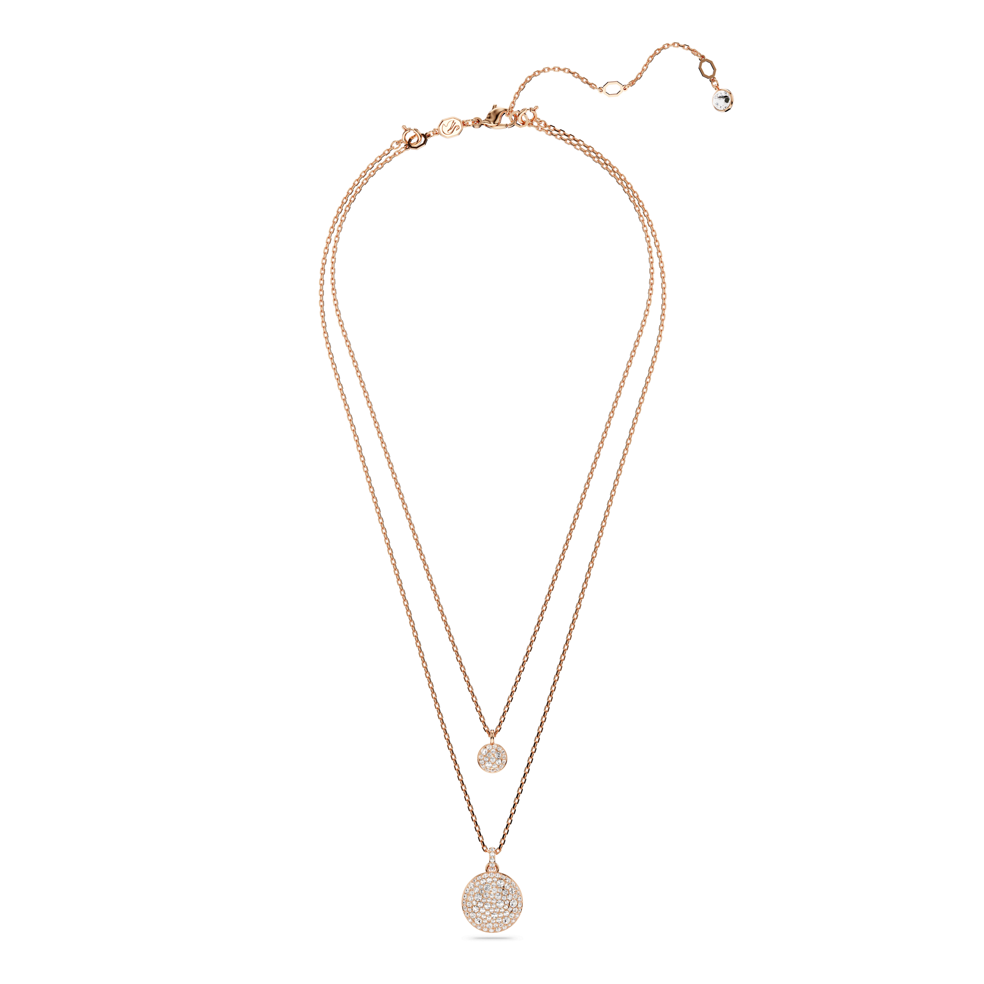 Sublima layered pendant, White, Rose gold-tone plated 5683449