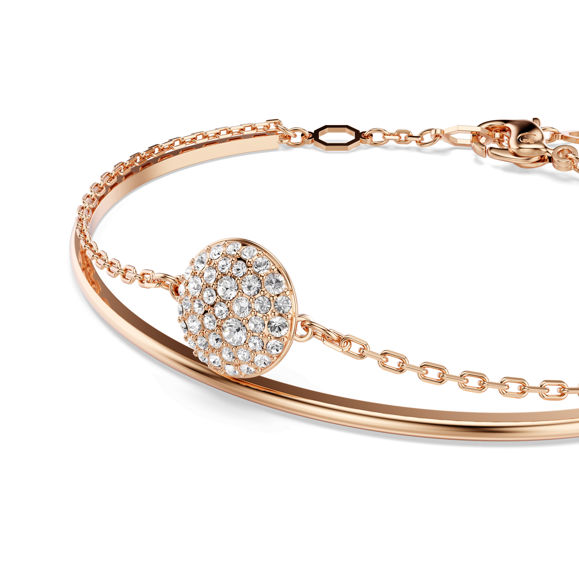 Sublima bangle, White, Rose gold-tone plated 5683452
