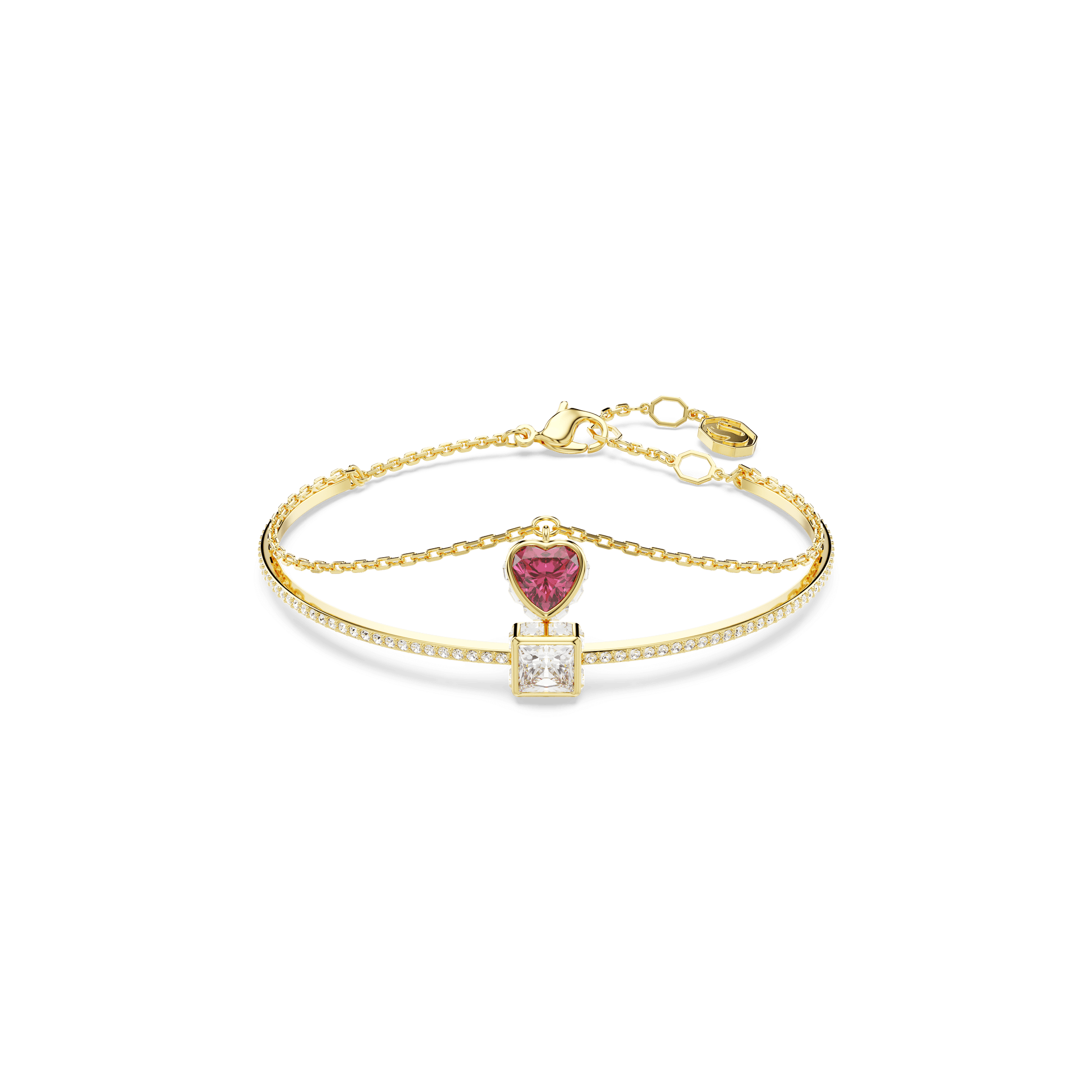 Chroma bangle, Heart, Red, Gold-tone plated 5683835