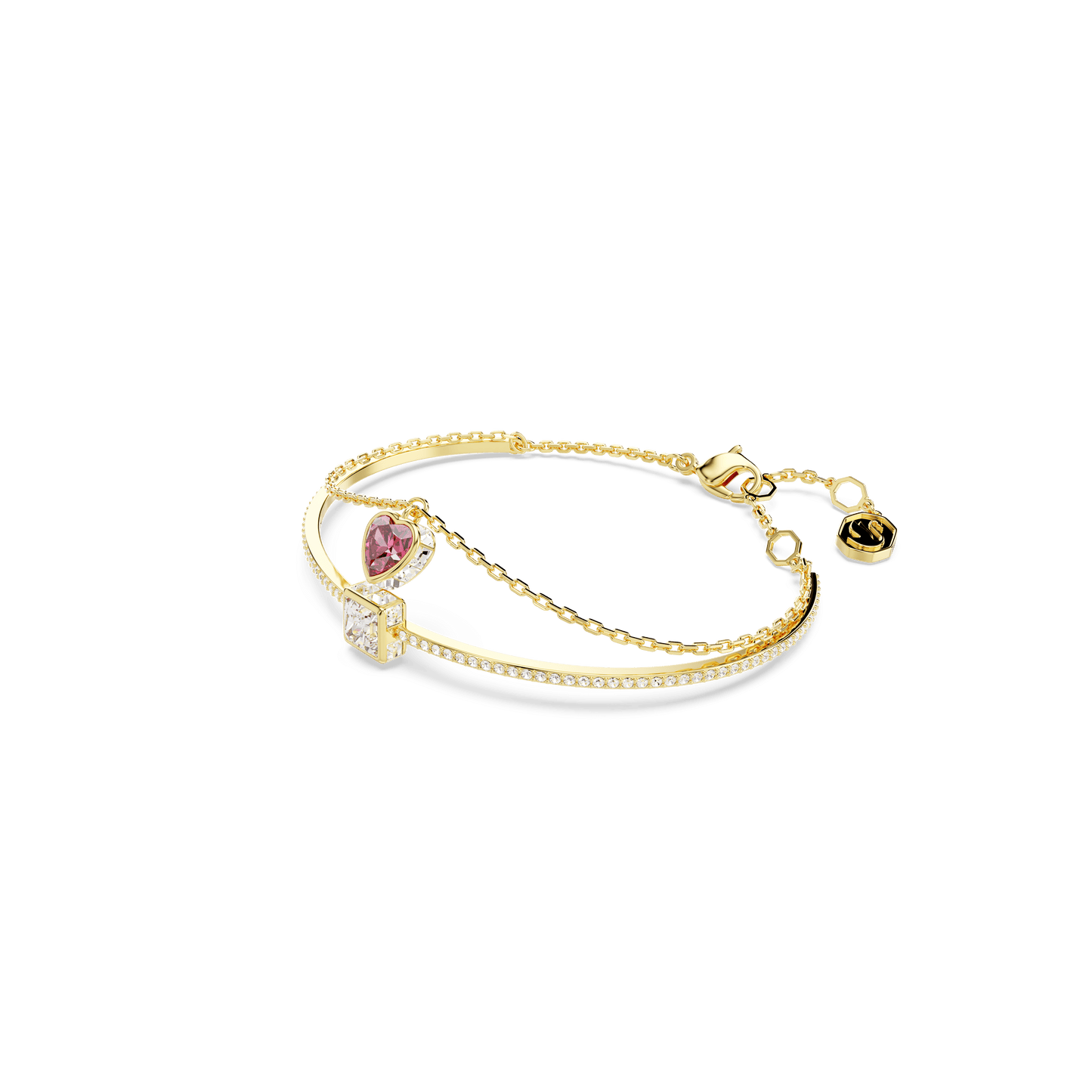 Chroma bangle, Heart, Red, Gold-tone plated 5683835