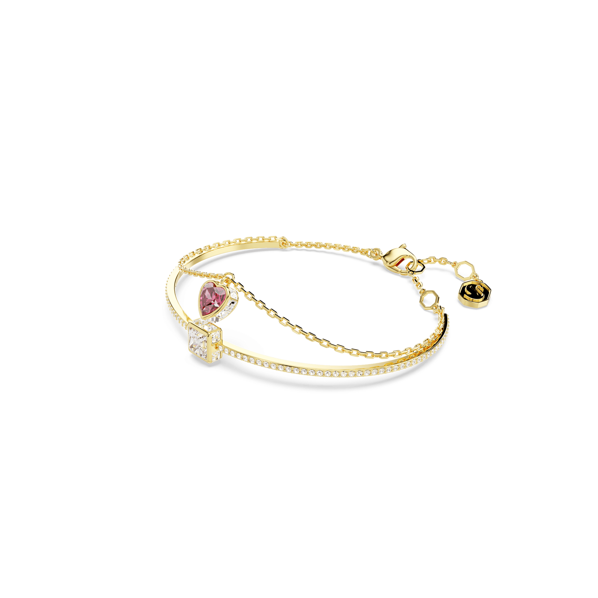 Chroma bangle, Heart, Red, Gold-tone plated 5683835