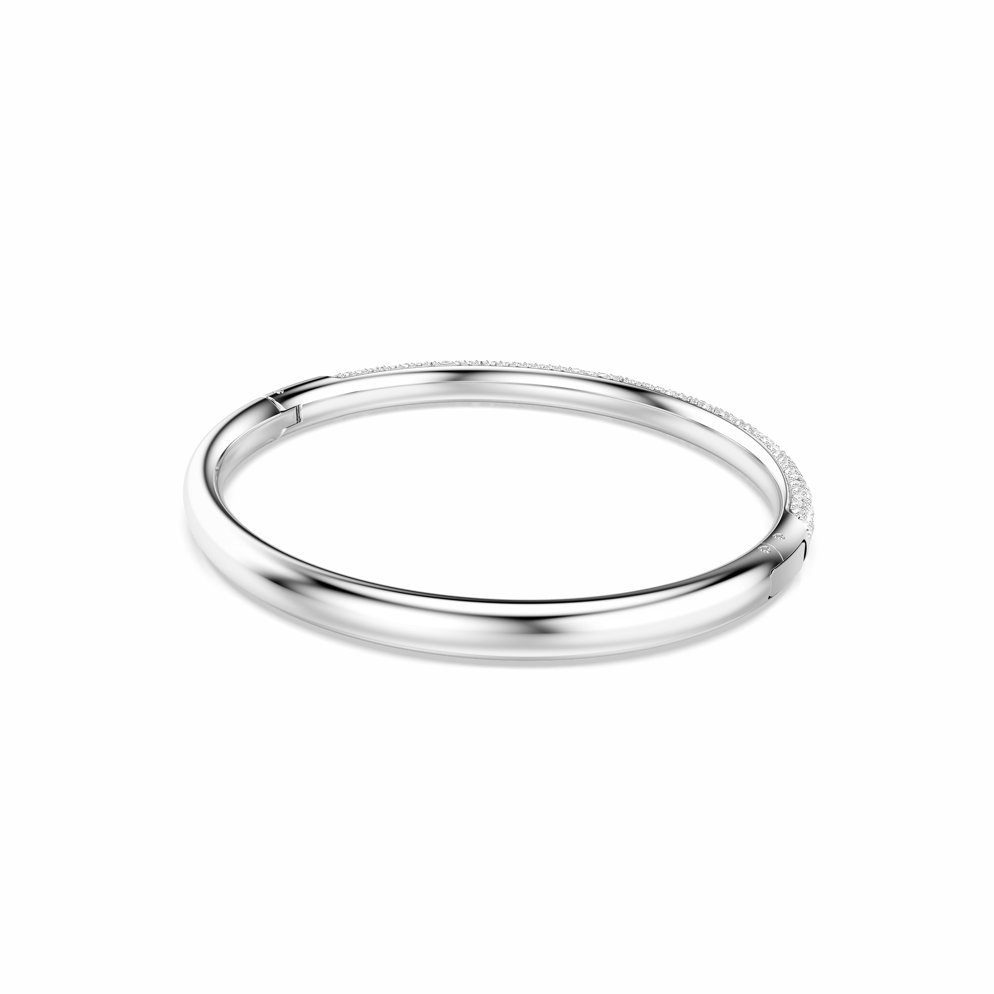 Sublima bangle, Snow pavé, White, Rhodium plated 5684241