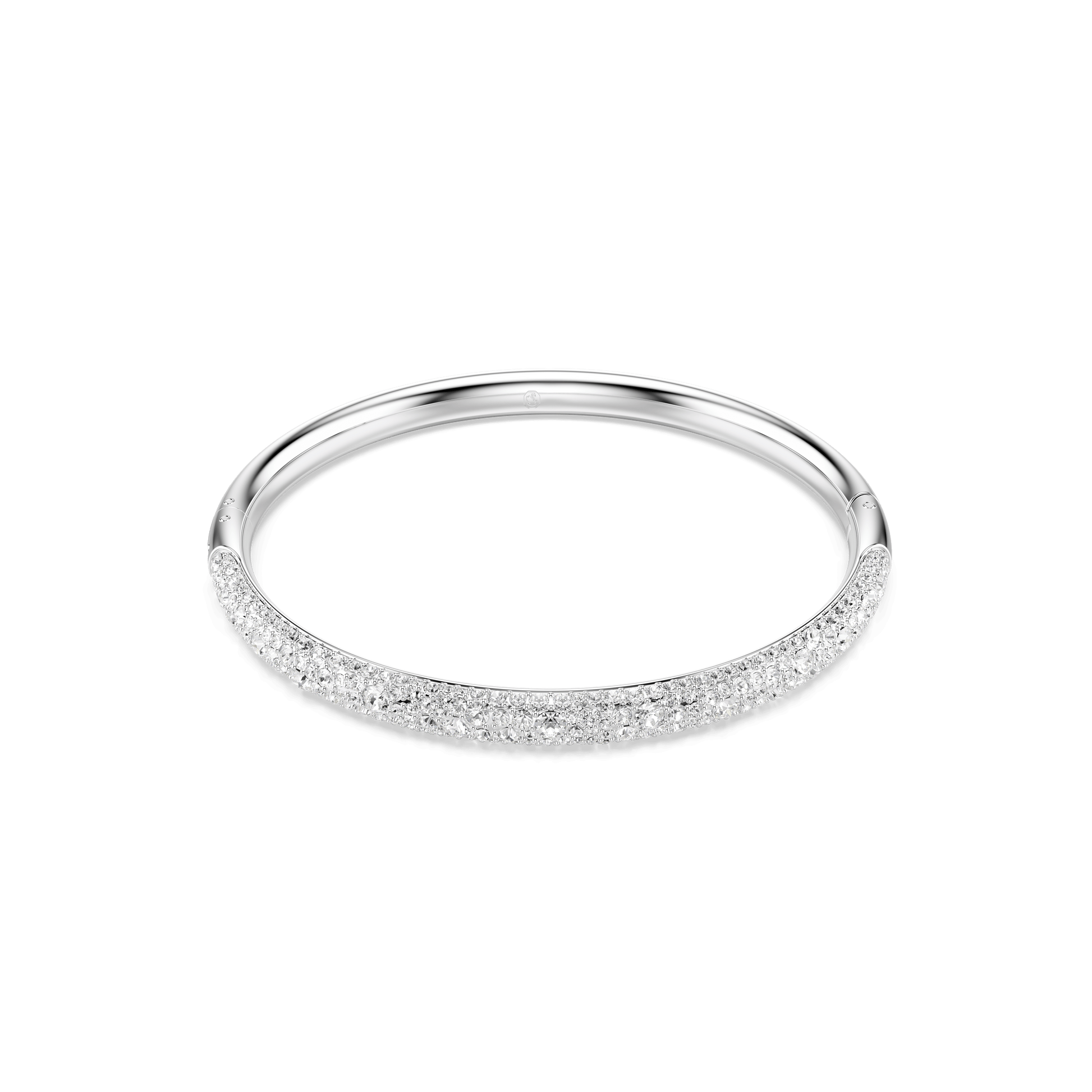 Sublima bangle, Snow pavé, White, Rhodium plated 5684242