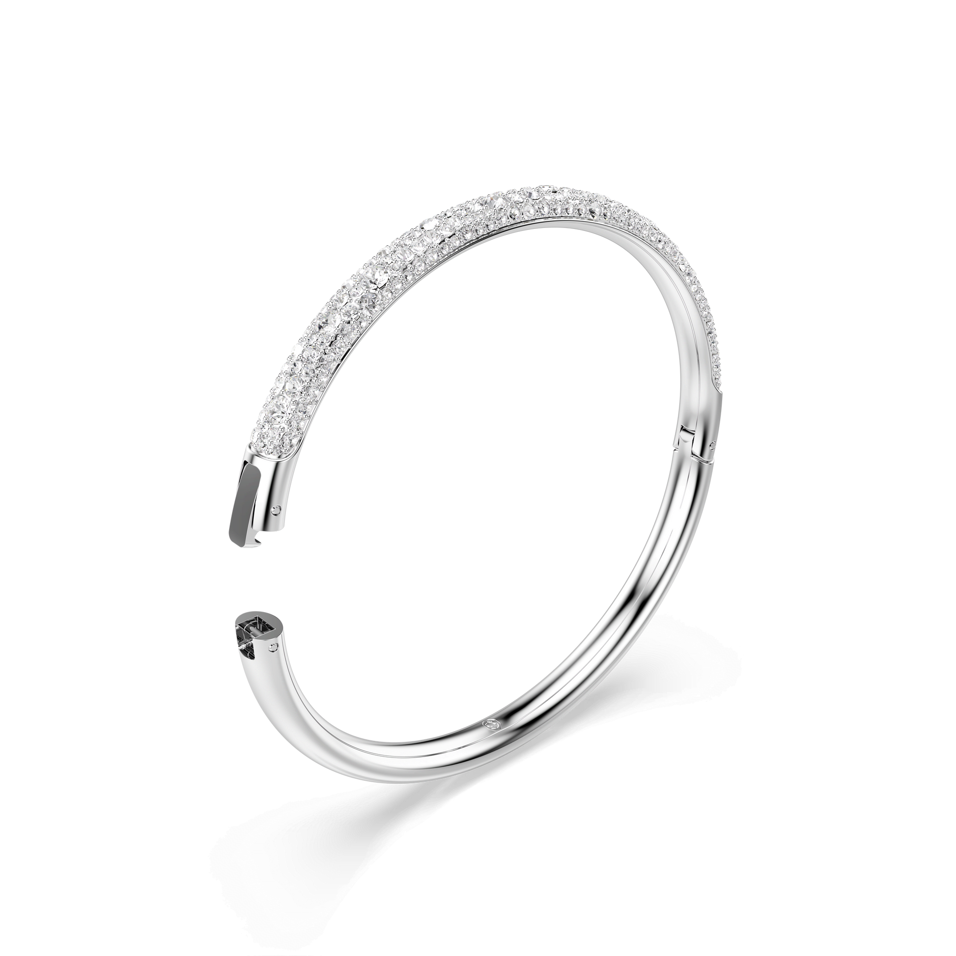 Sublima bangle, Snow pavé, White, Rhodium plated 5684243