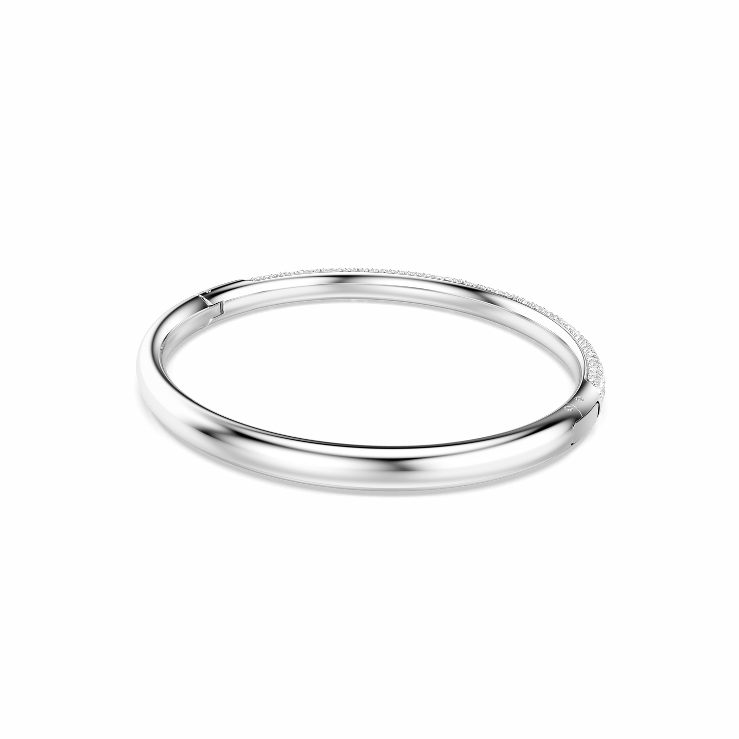 Sublima bangle, Snow pavé, White, Rhodium plated 5684243