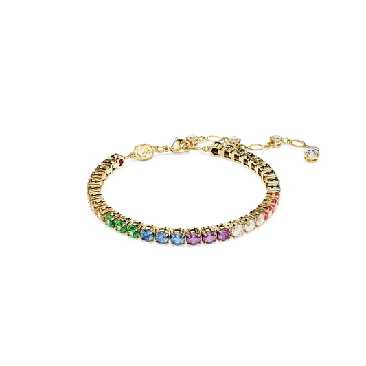 Matrix Tennis bracelet, Round cut, Multicolored, Gold-tone plated 5685691