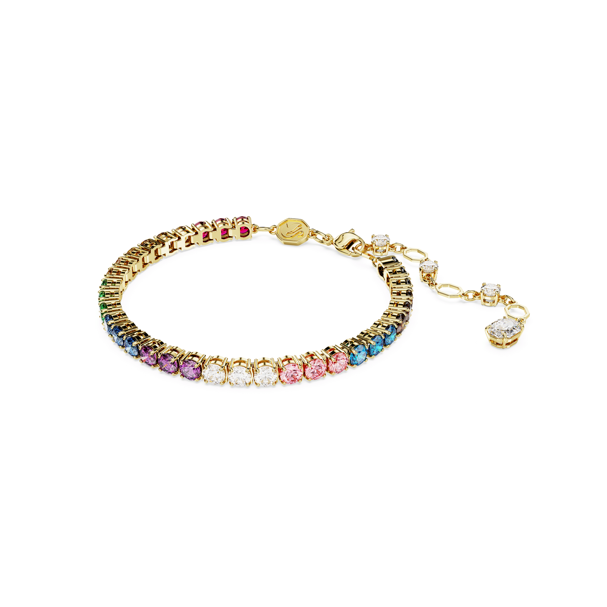 Matrix Tennis bracelet, Round cut, Multicolored, Gold-tone plated 5685691