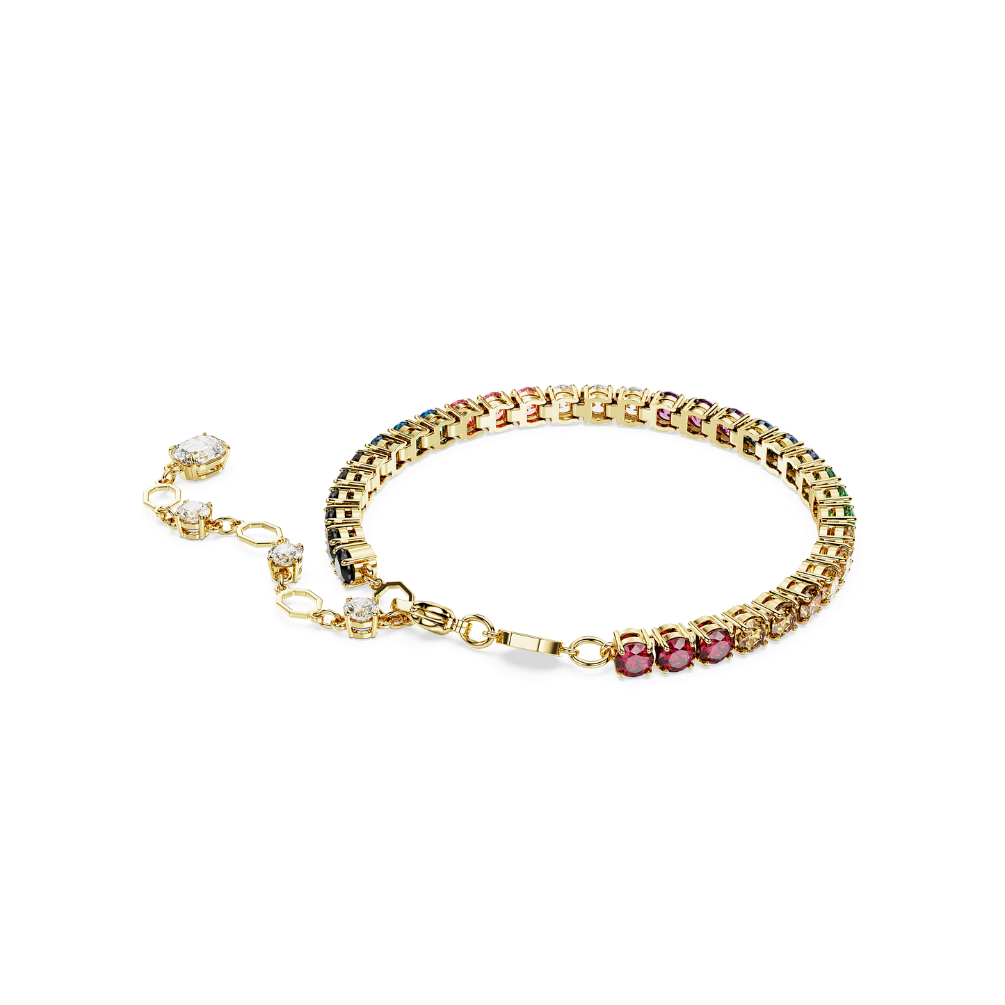Matrix Tennis bracelet, Round cut, Multicolored, Gold-tone plated 5685691