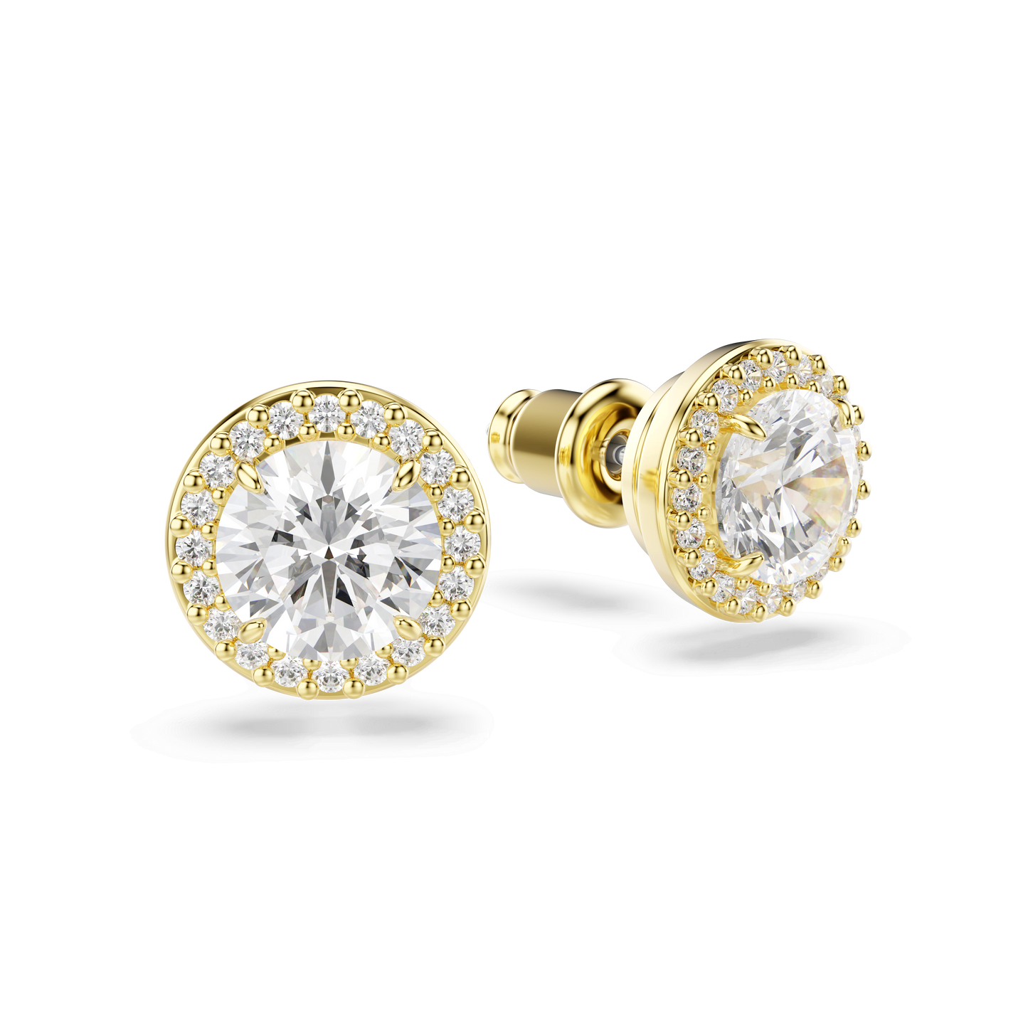 Una Angelic stud earrings, Round cut, Gold tone, Gold-tone plated 5686637