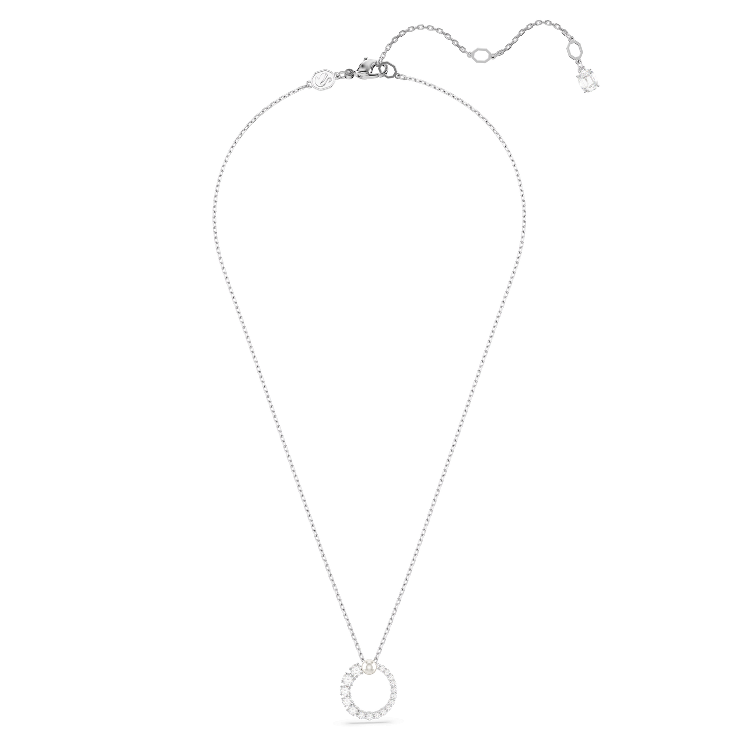Matrix pendant, Crystal pearl, Round cut, White, Rhodium plated 5688751