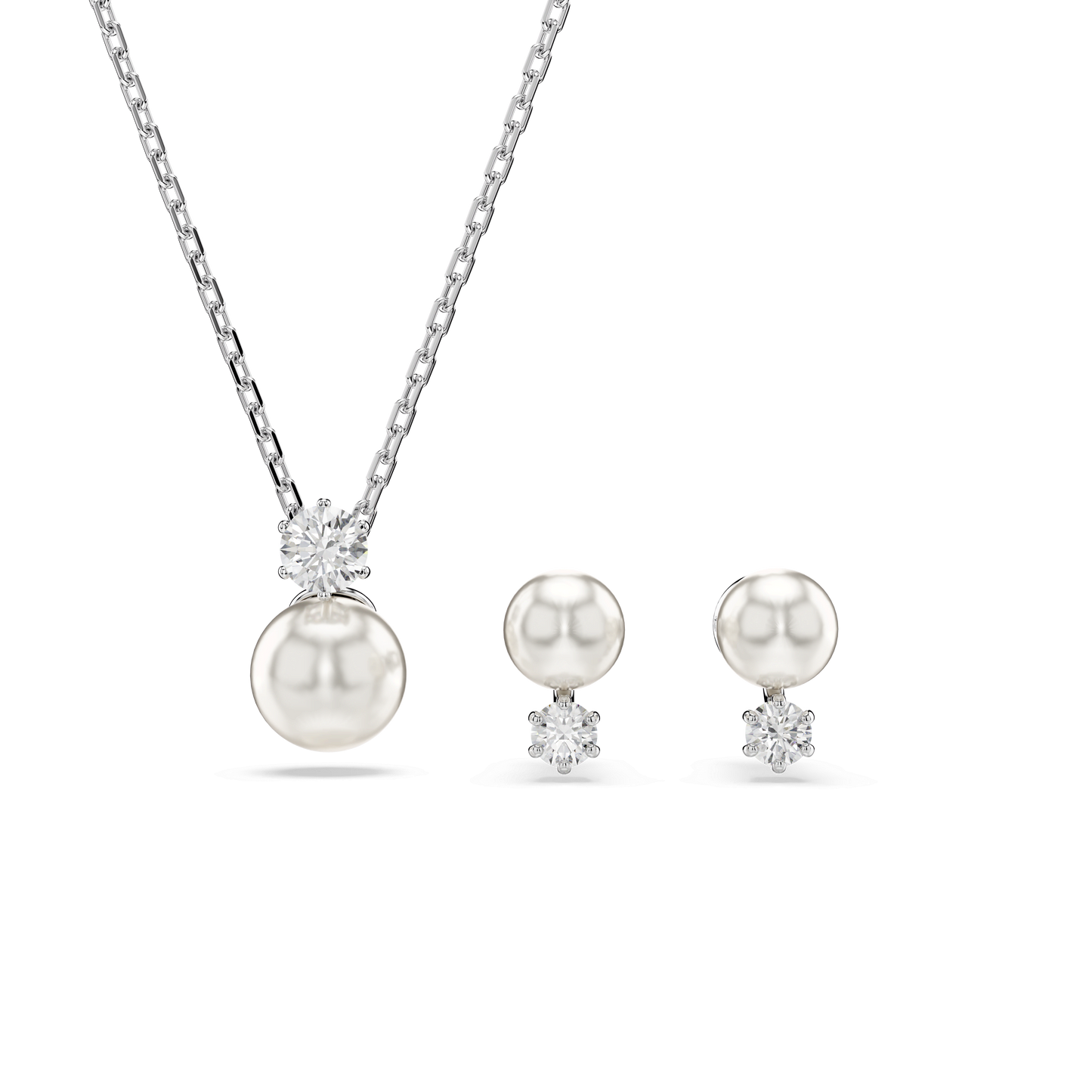 Matrix set, Crystal pearl, Round cut, White, Rhodium plated 5689624