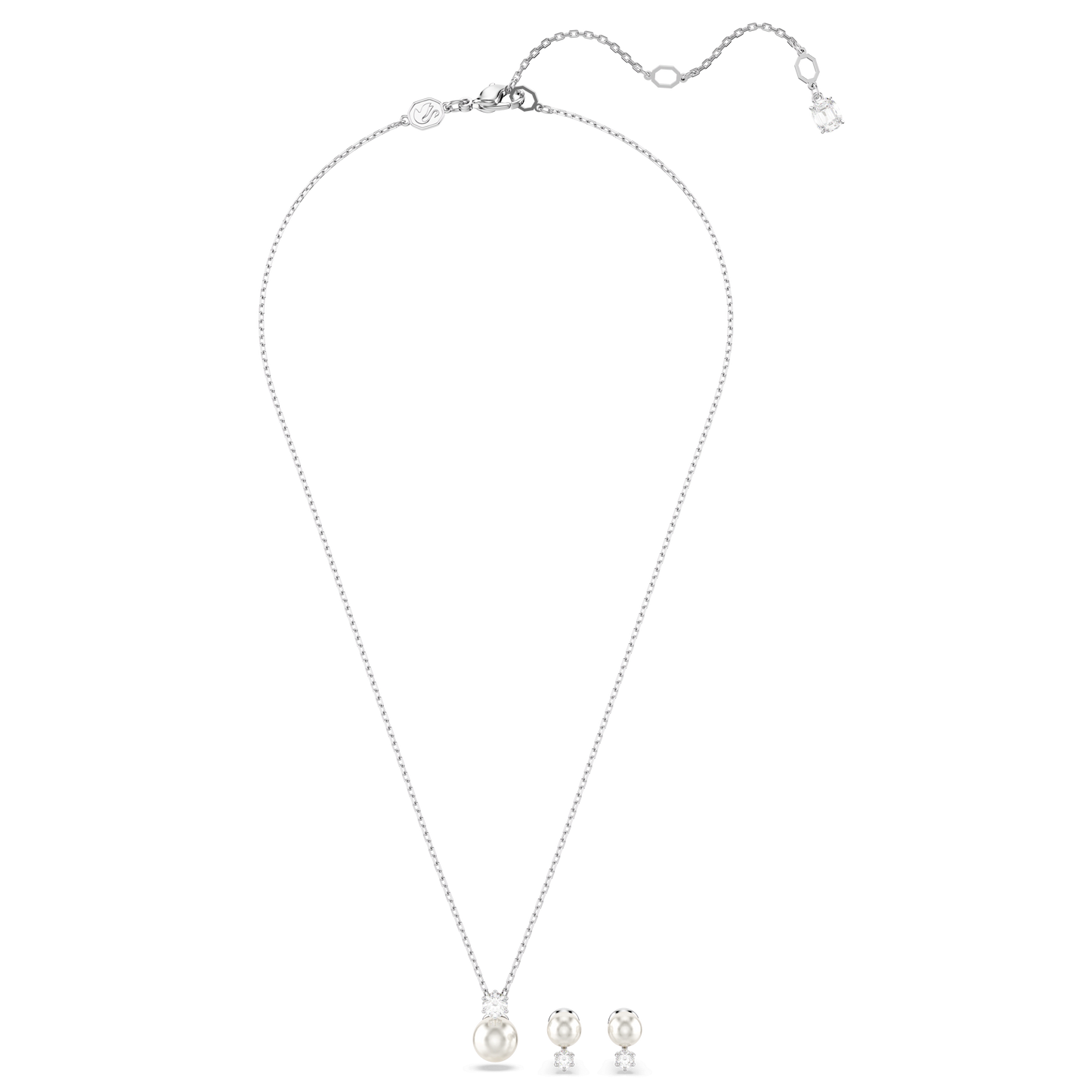 Matrix set, Crystal pearl, Round cut, White, Rhodium plated 5689624
